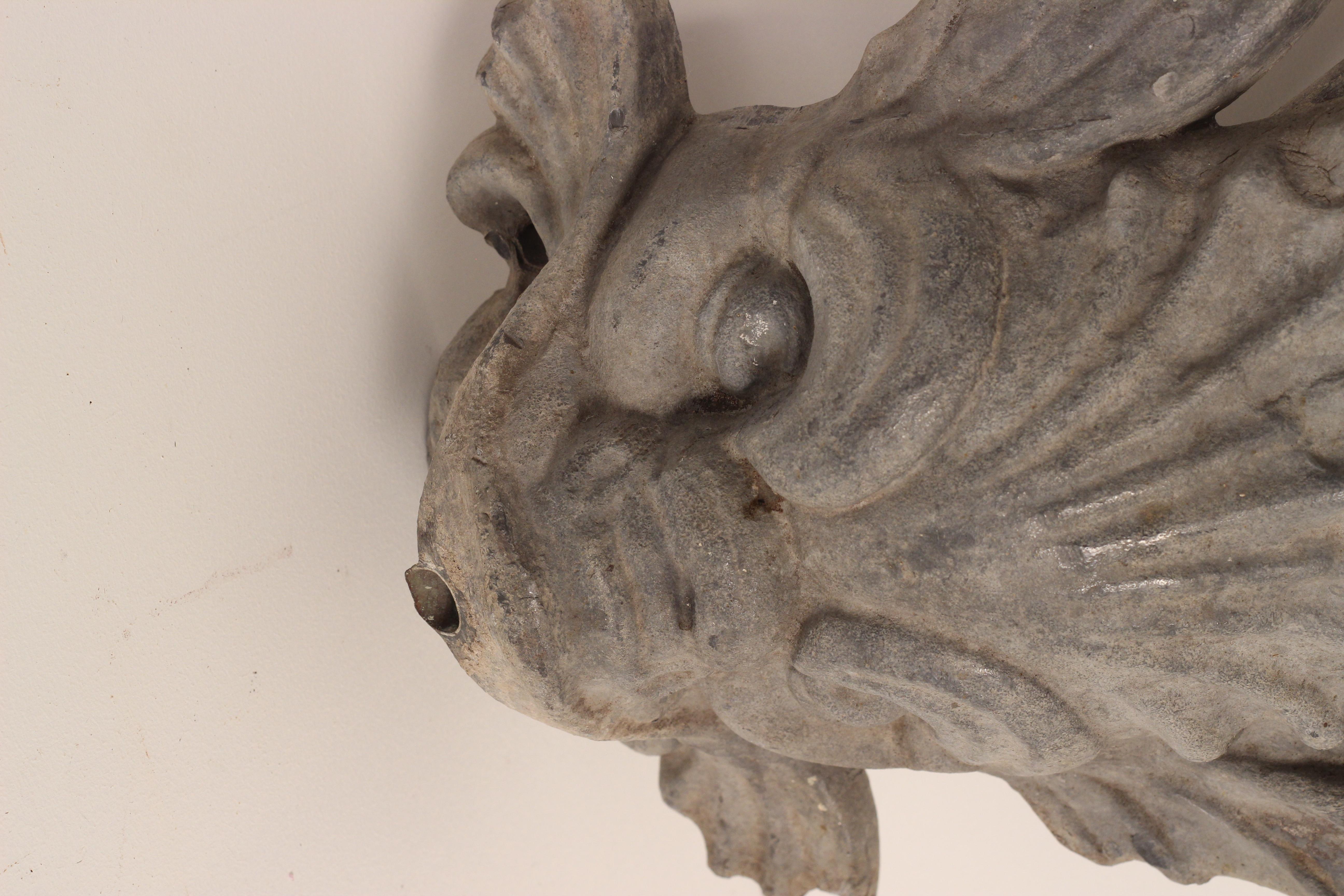 1900’s Lead Sturgeon or Dolphin Fountain Produced in England with Water Spout 2