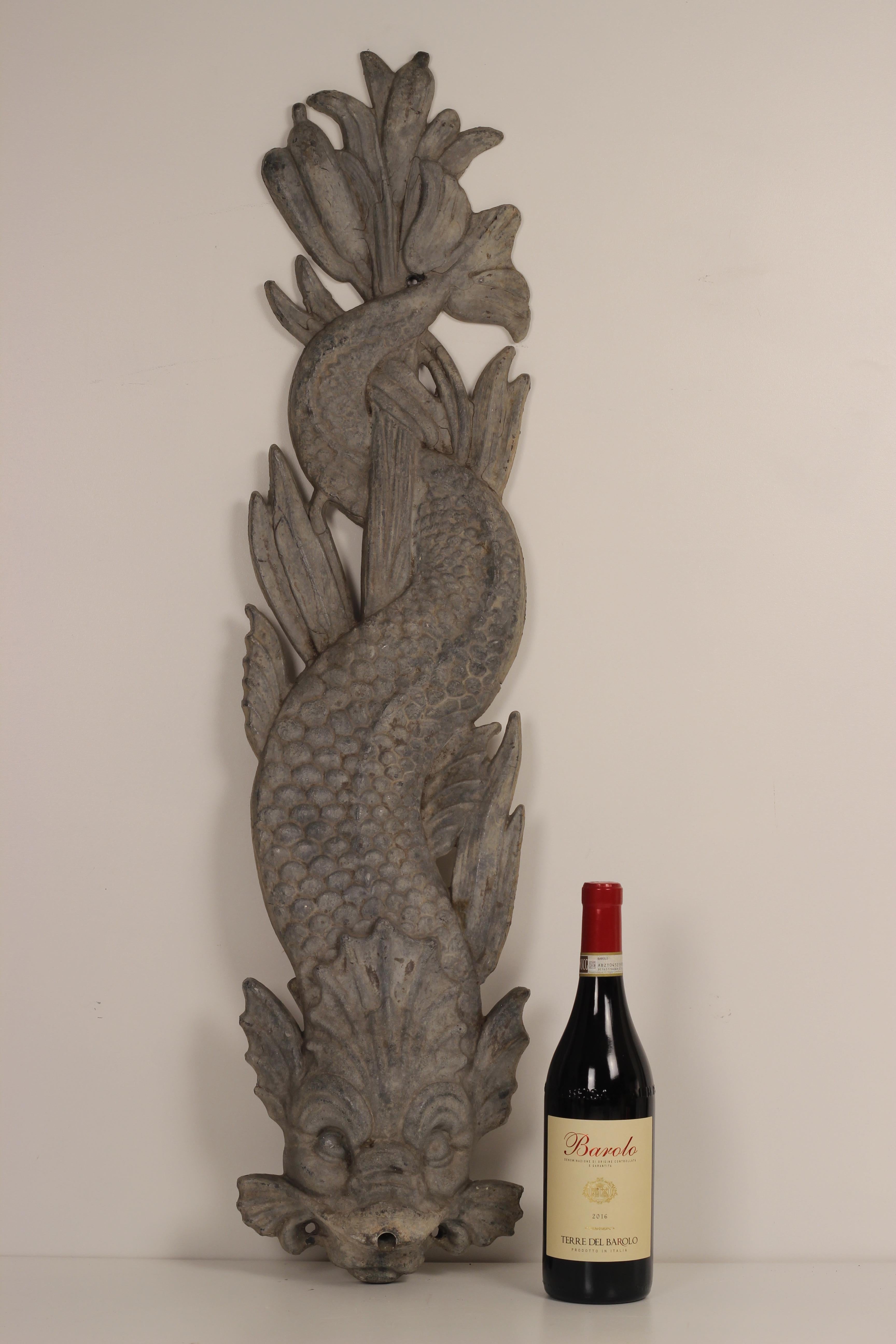 1900’s Lead Sturgeon or Dolphin Fountain Produced in England with Water Spout 3