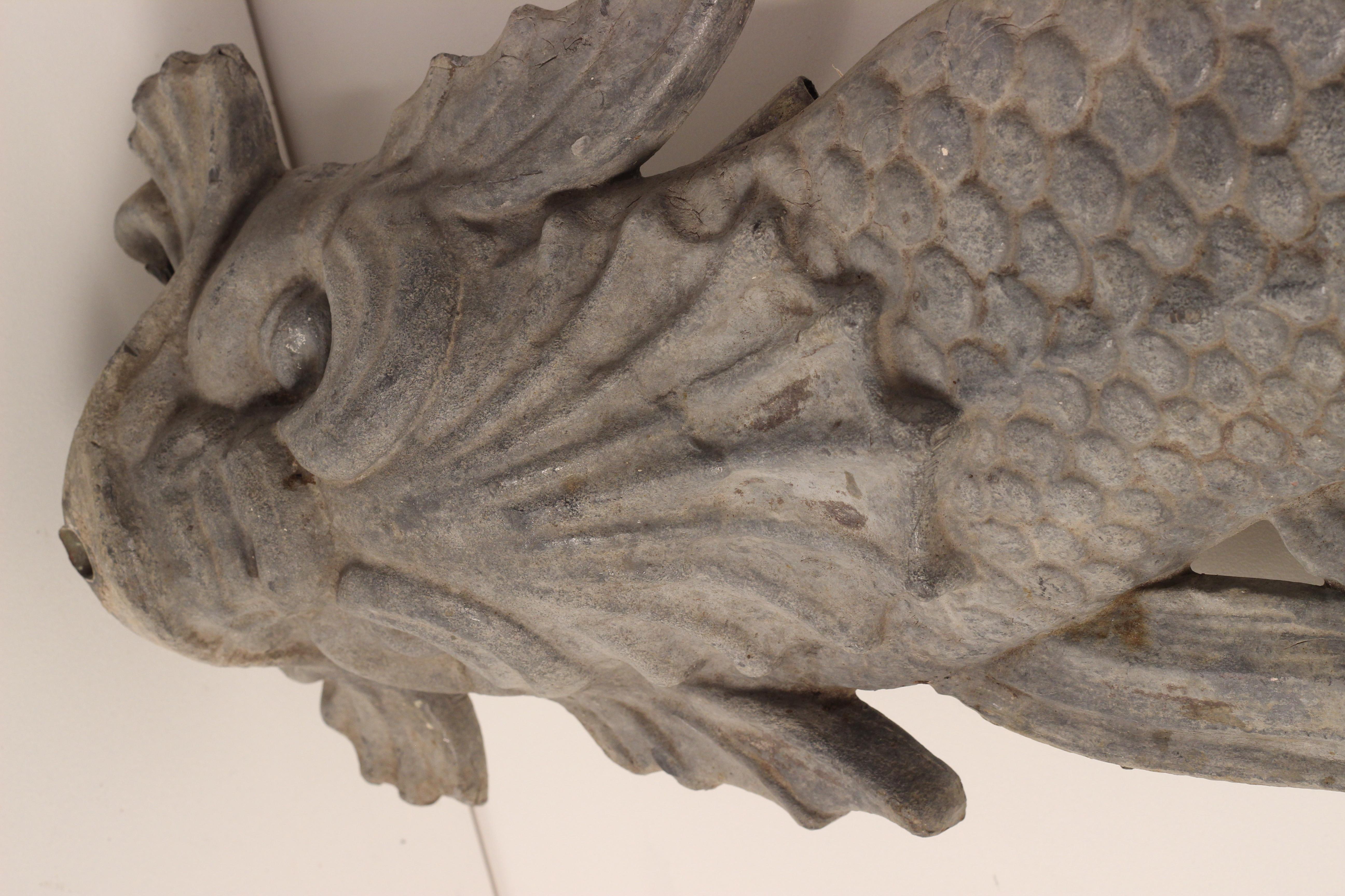 1900’s Lead Sturgeon or Dolphin Fountain Produced in England with Water Spout 1