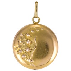 1900s Lily of the Valley 18 Karat Yellow Gold Pendant