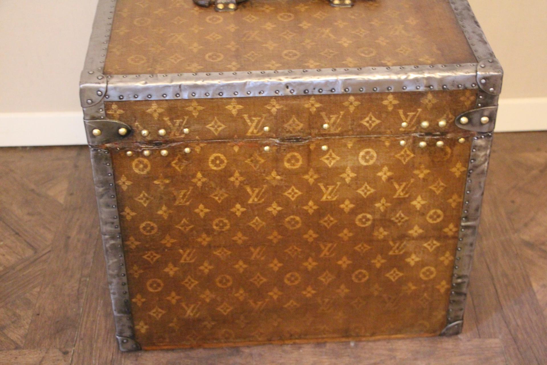 Brass 1900s Louis Vuitton Monogram Wooven Canvas Hat Trunk, Louis Vuitton Trunk