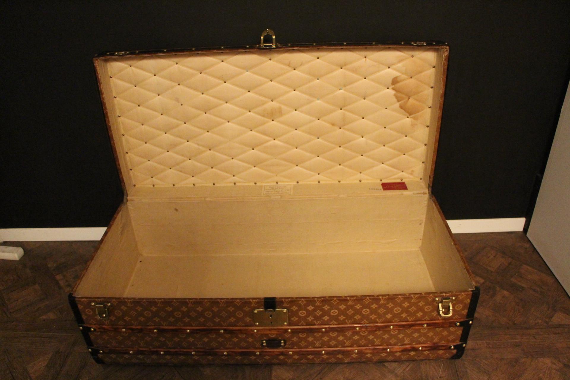 1900s Louis Vuitton Wooven Canvas Cabin Steamer Trunk, Long Louis Vuitton Trunk 9