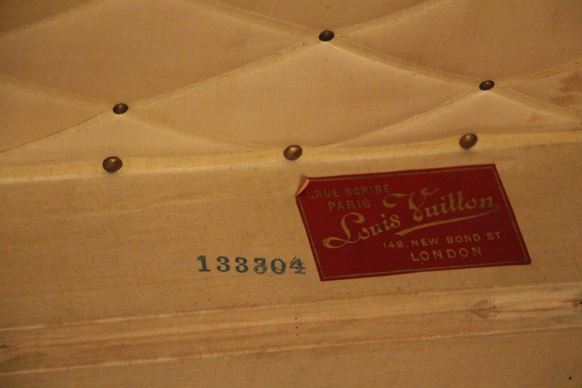 1900s Louis Vuitton Wooven Canvas Cabin Steamer Trunk, Long Louis Vuitton Trunk 10