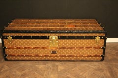 1900s Louis Vuitton Wooven Canvas Cabin Steamer Trunk, Long Louis Vuitton Trunk