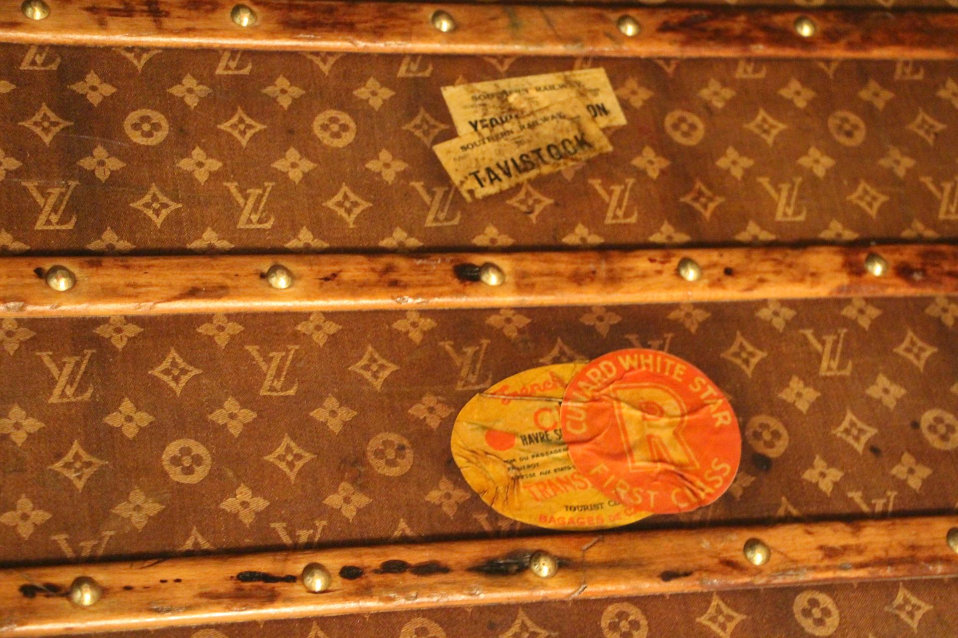 1900s Louis Vuitton Wooven Canvas Cabin Steamer Trunk, Long Louis Vuitton Trunk 2