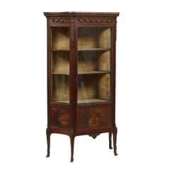1900s Louis XV Vernis Martin Style, Carved Walnut, W/ Ormolu & Marble, Vitrine!!