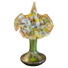 1900s Lush Art Nouveau Glass Vase 'Jack in the Pulpit' Cornucopia Confetti Tutu