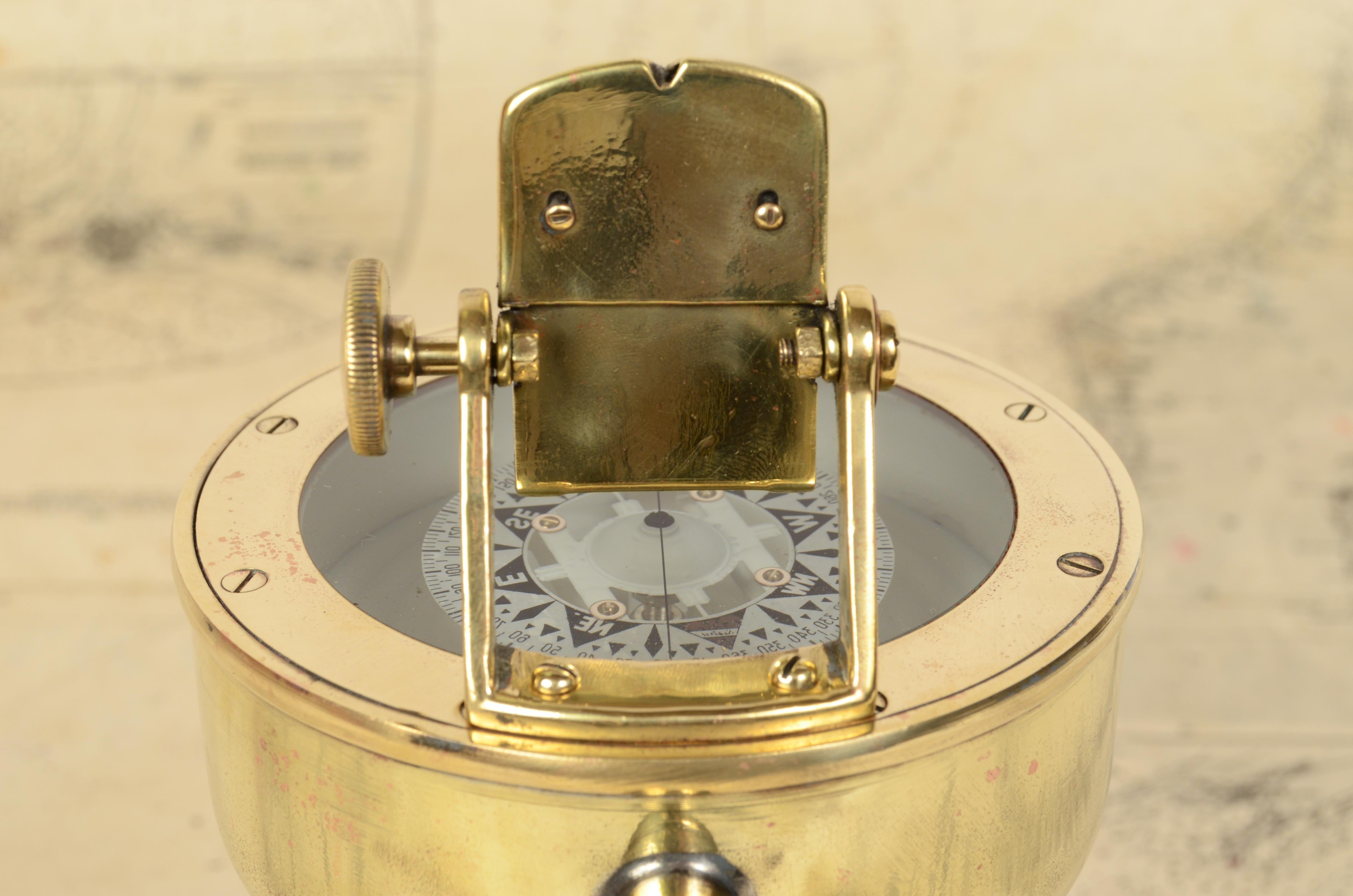 1900s Magnetic Compass Signed Kelvin & Hughes Ltd Gt Britain Nautical Antiques  2