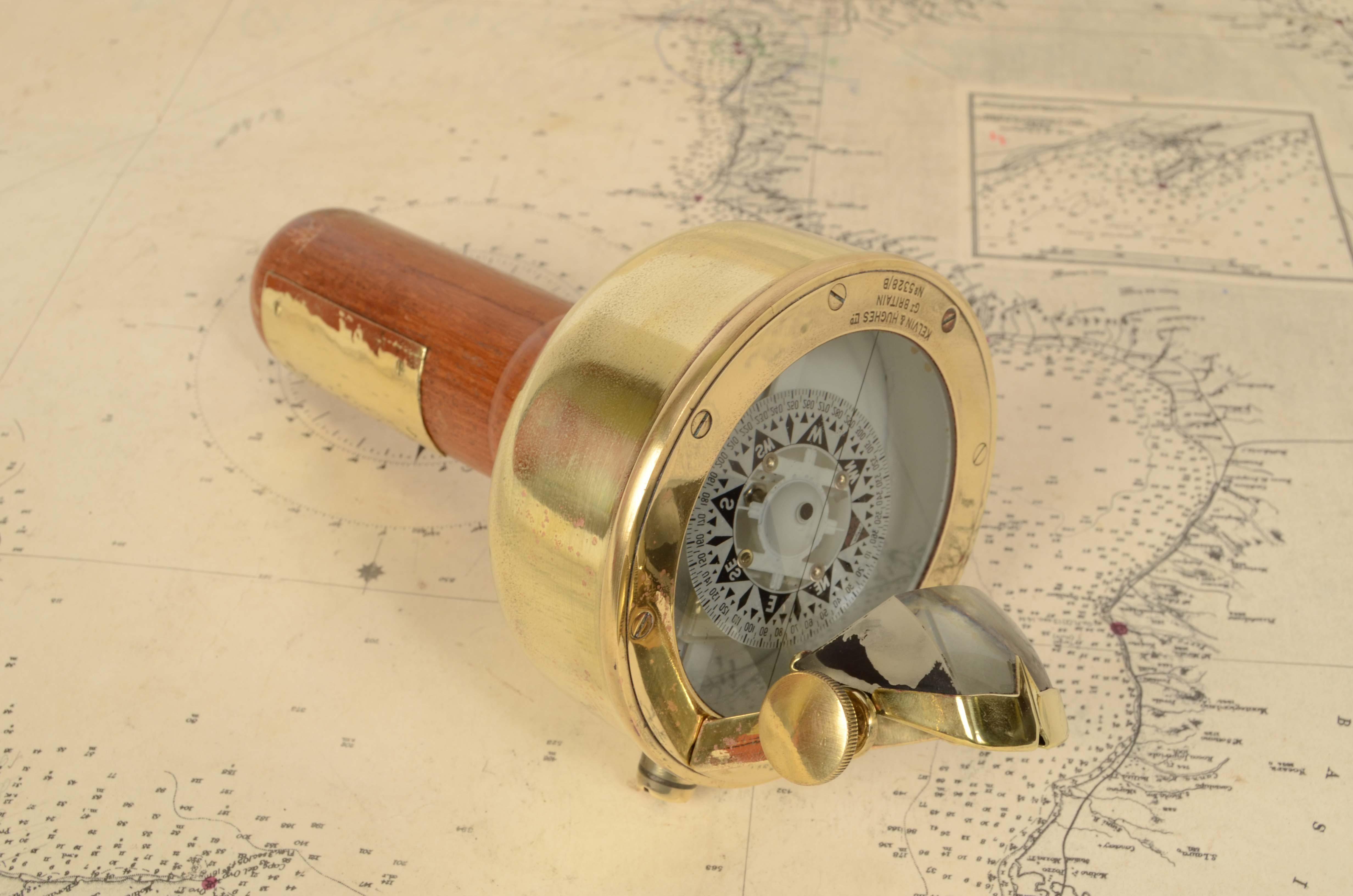 1900s Magnetic Compass Signed Kelvin & Hughes Ltd Gt Britain Nautical Antiques  6