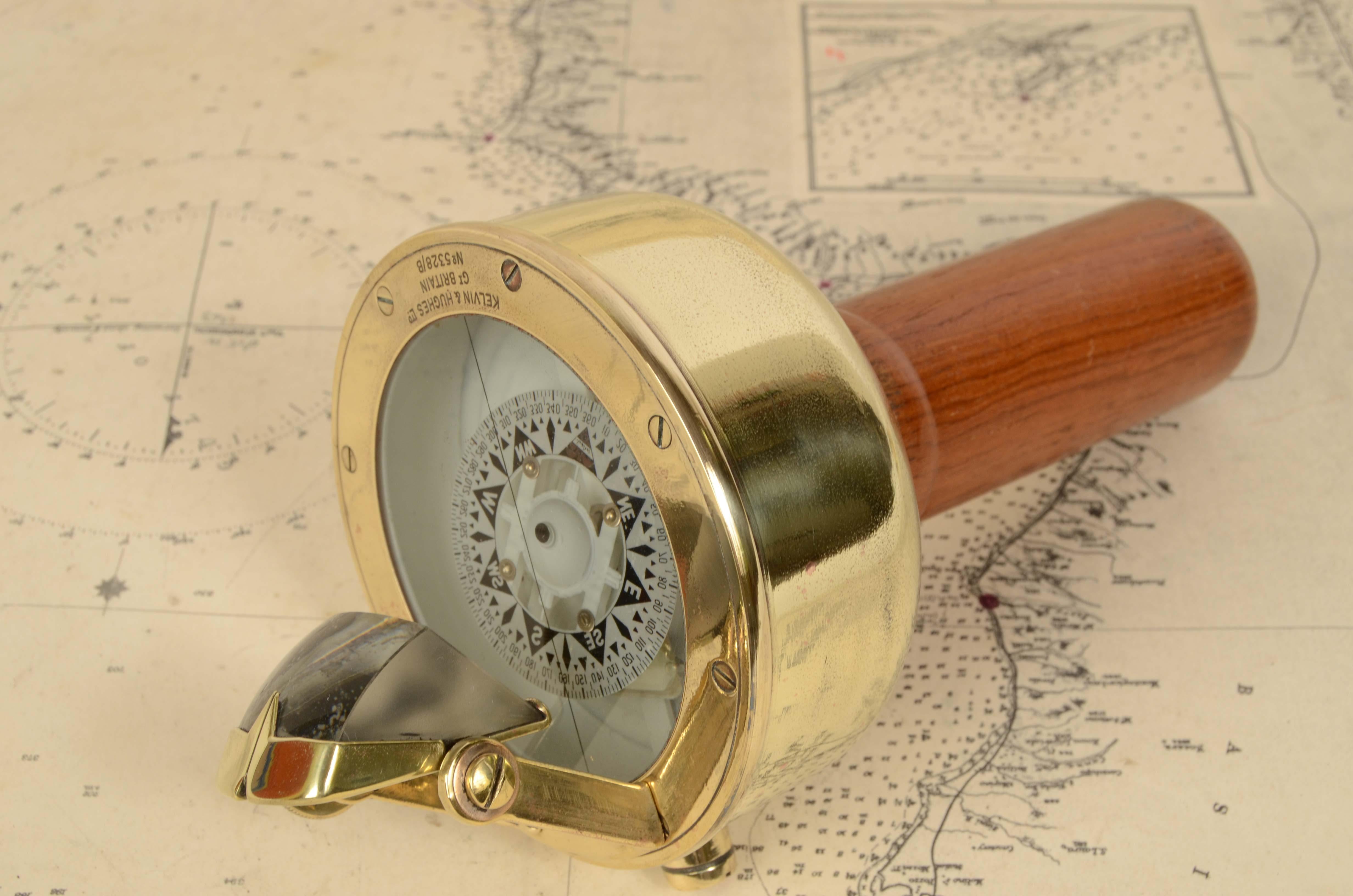1900s Magnetic Compass Signed Kelvin & Hughes Ltd Gt Britain Nautical Antiques  7