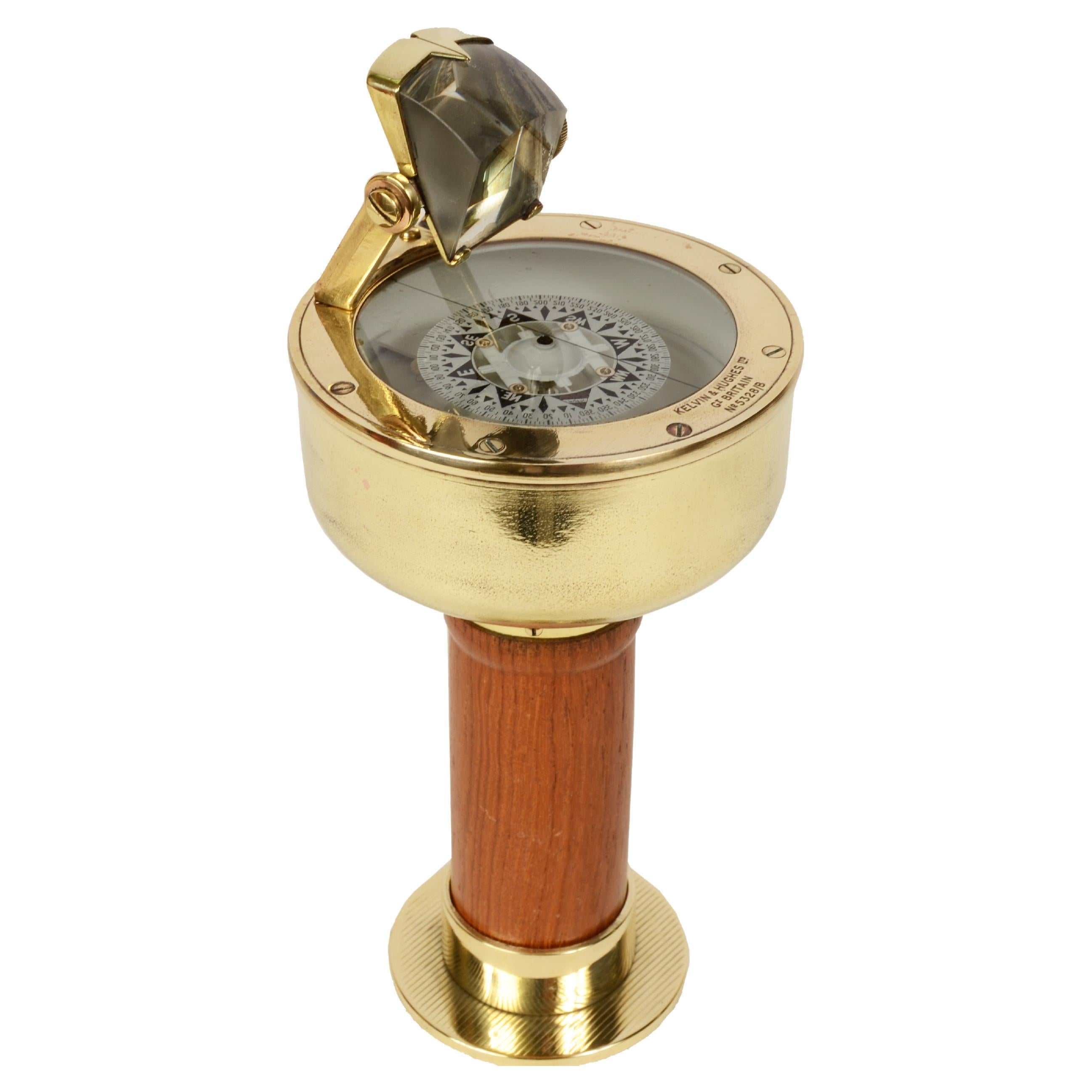 1900s Magnetic Compass Signed Kelvin & Hughes Ltd Gt Britain Nautical Antiques 