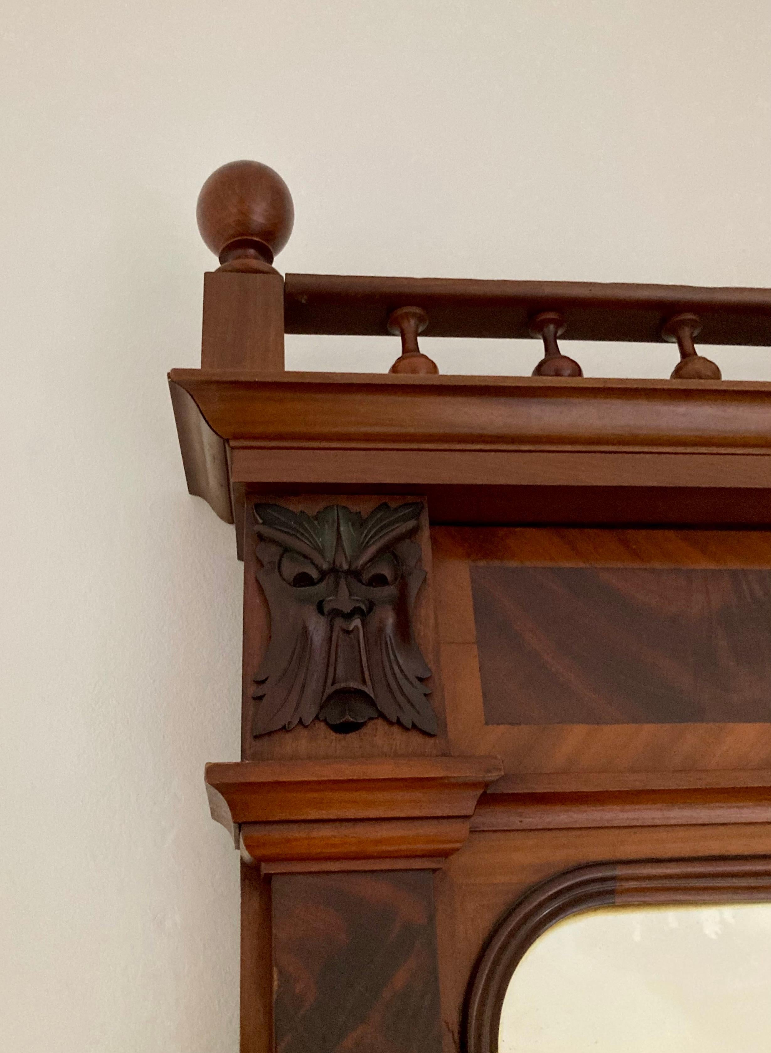 1900s Mahogany Wall Mirror with Console 4