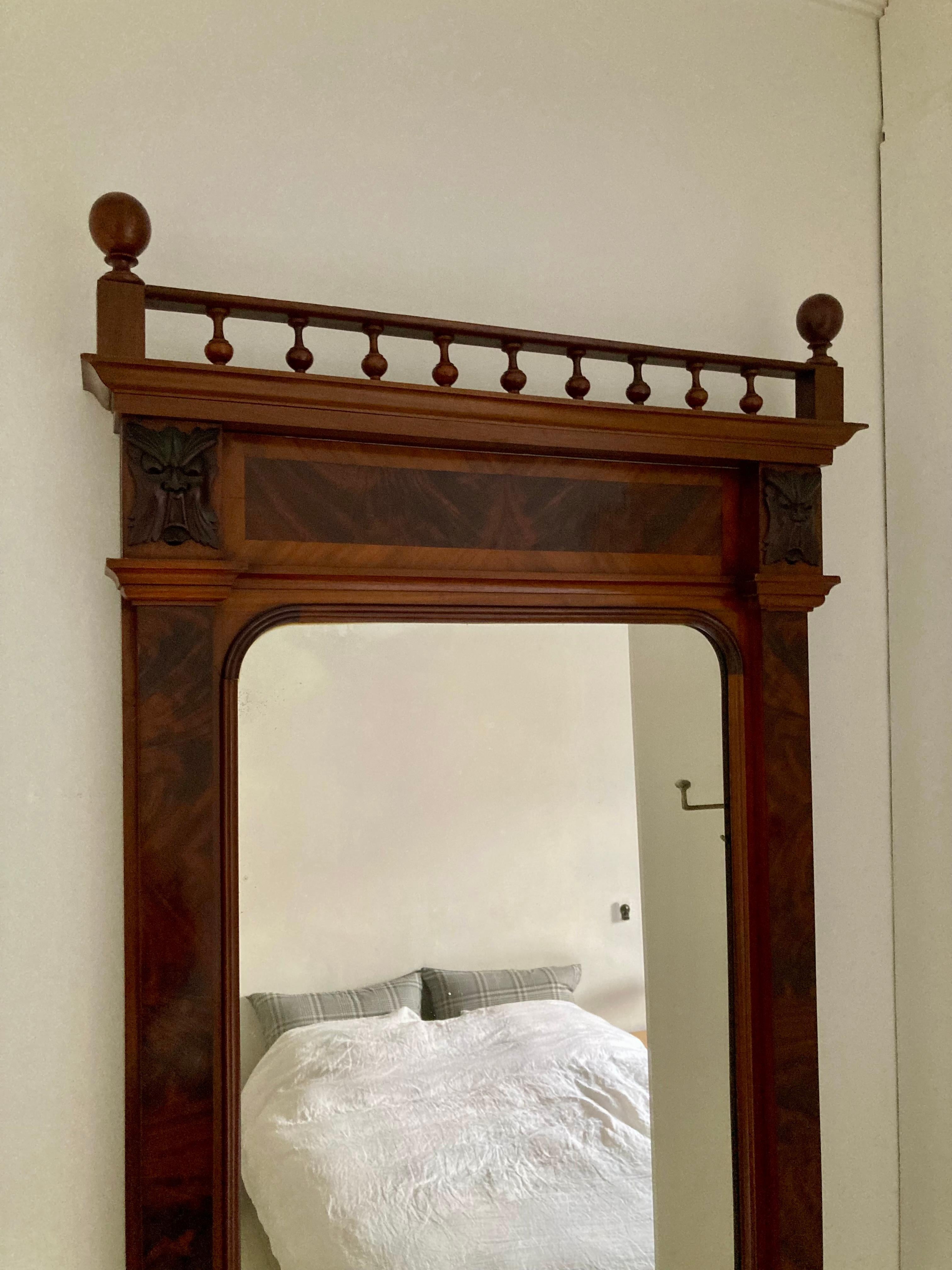 1900s Mahogany Wall Mirror with Console 5