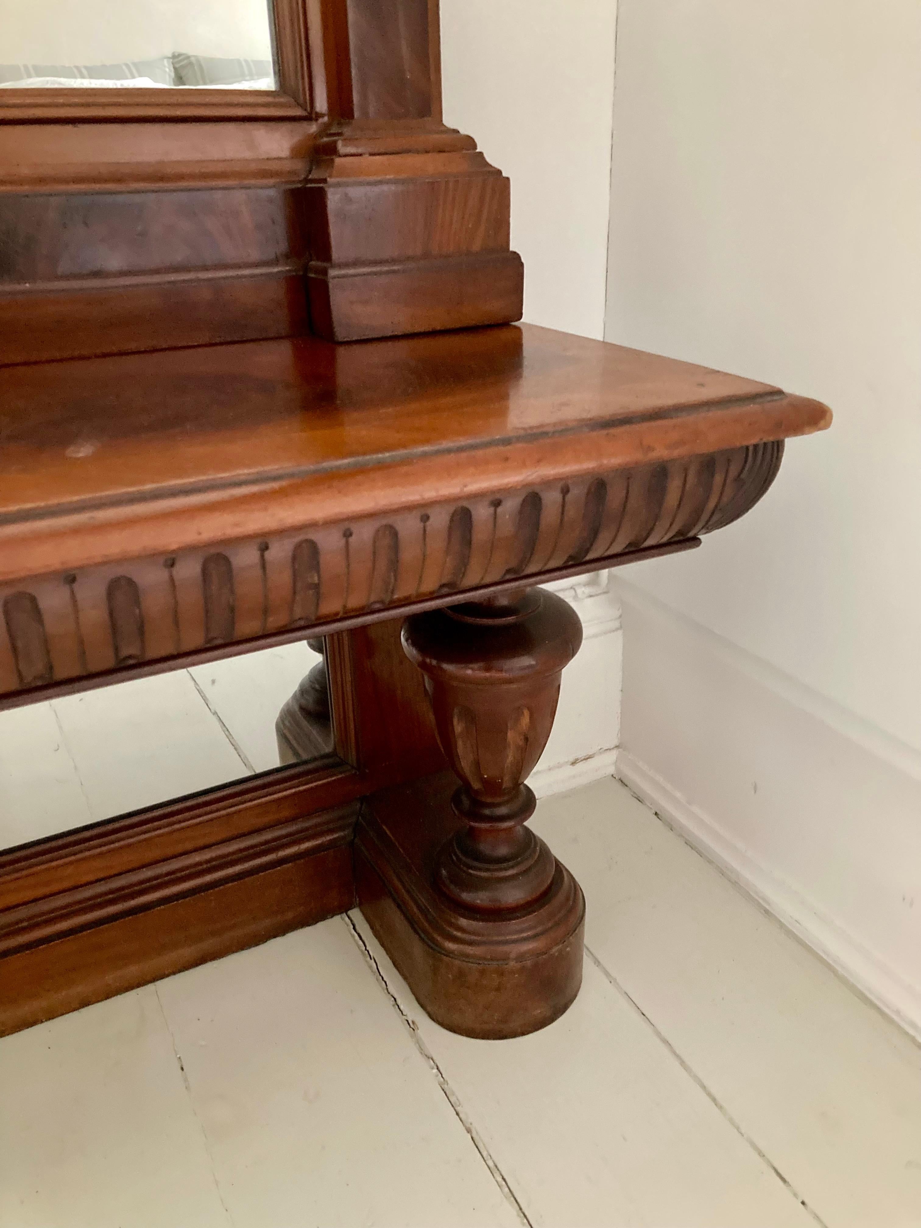 1900s Mahogany Wall Mirror with Console 8