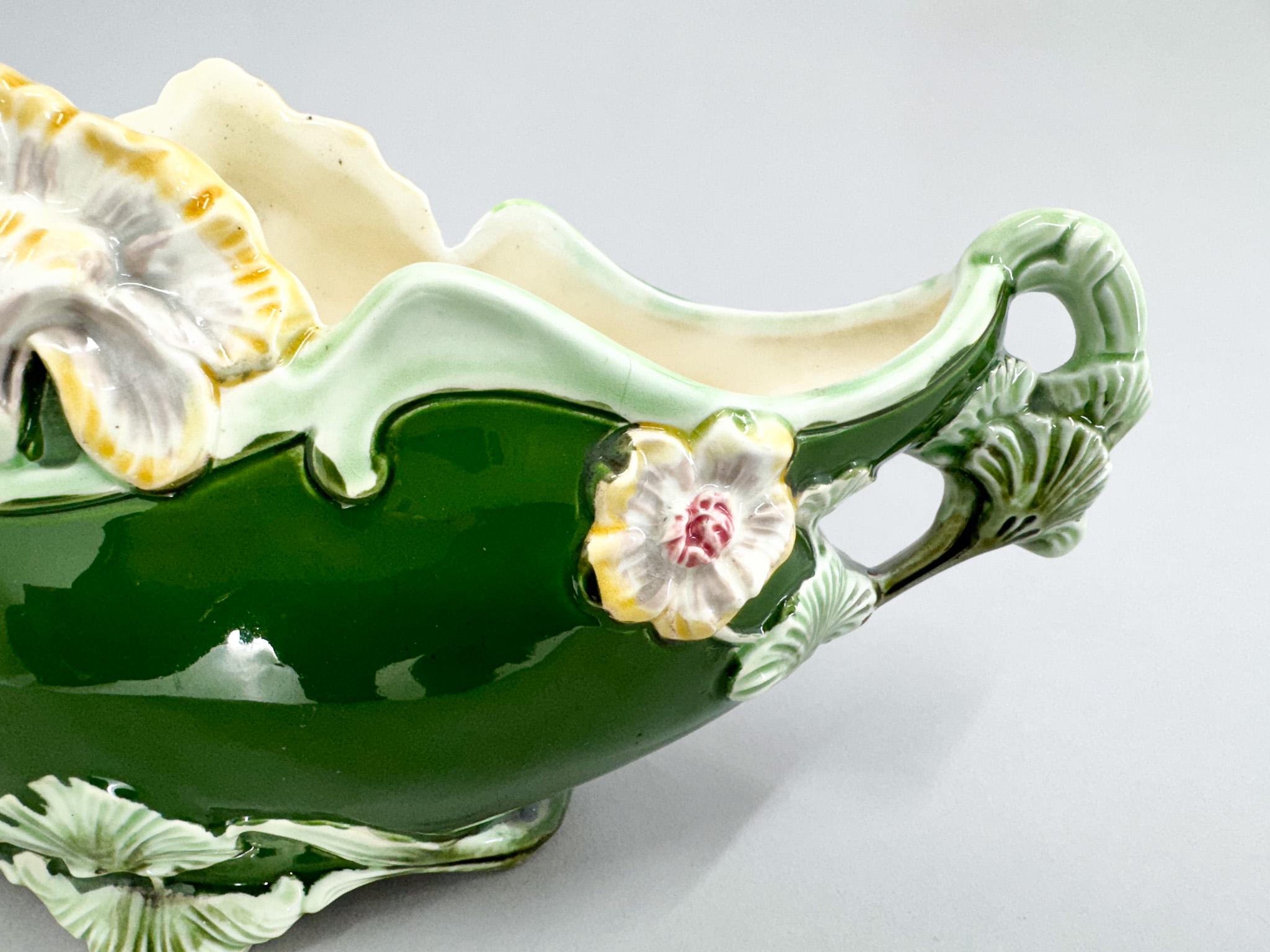 1900s Majolica Ceramic Jardenier by Eichwald, Marked For Sale 2