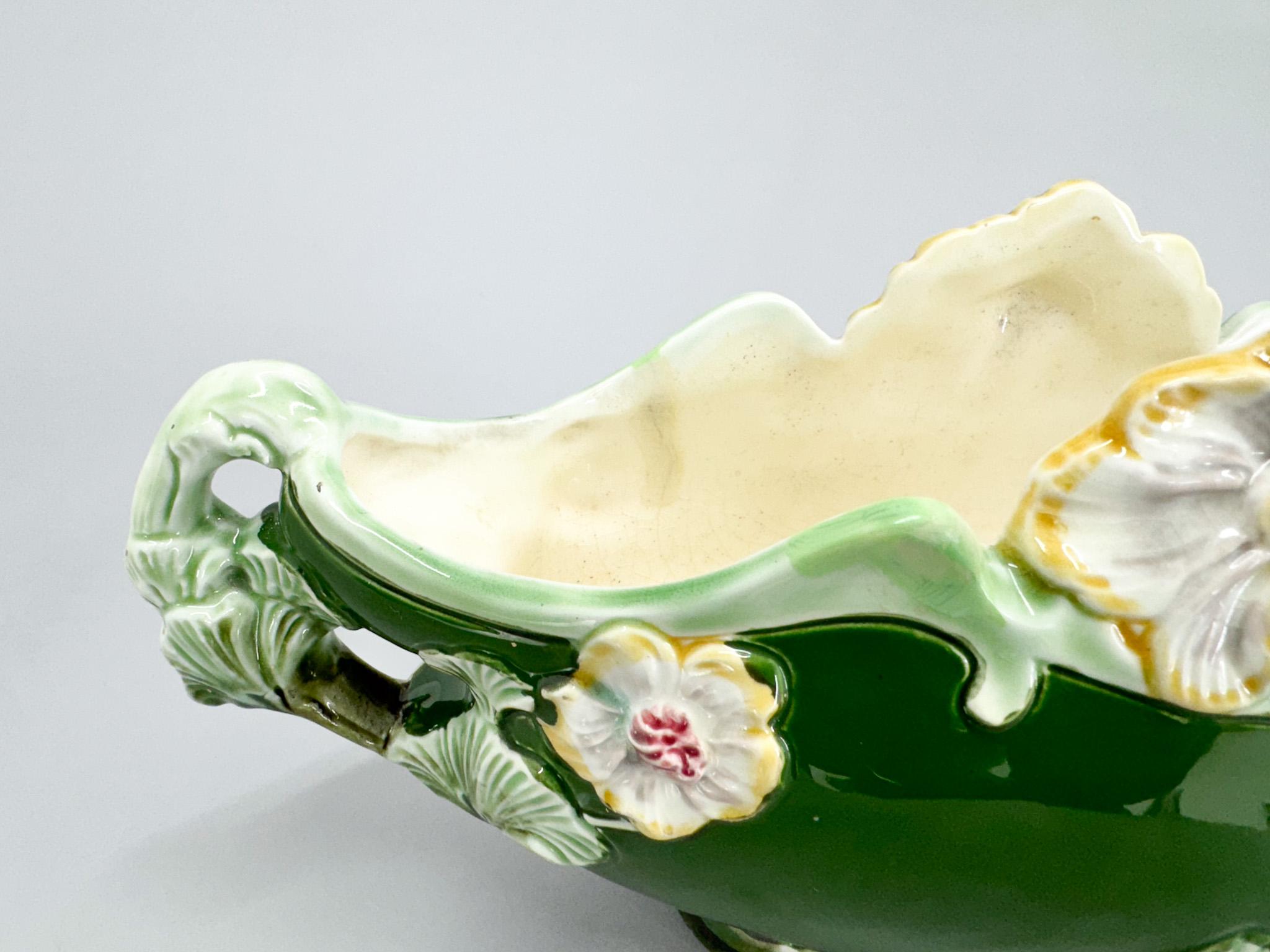 1900s Majolica Ceramic Jardenier by Eichwald, Marked For Sale 3