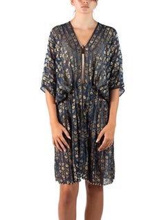 1900S Mario Fortuny Attributed Silk & Metal Tunic With Glass Bead Weighted Hem