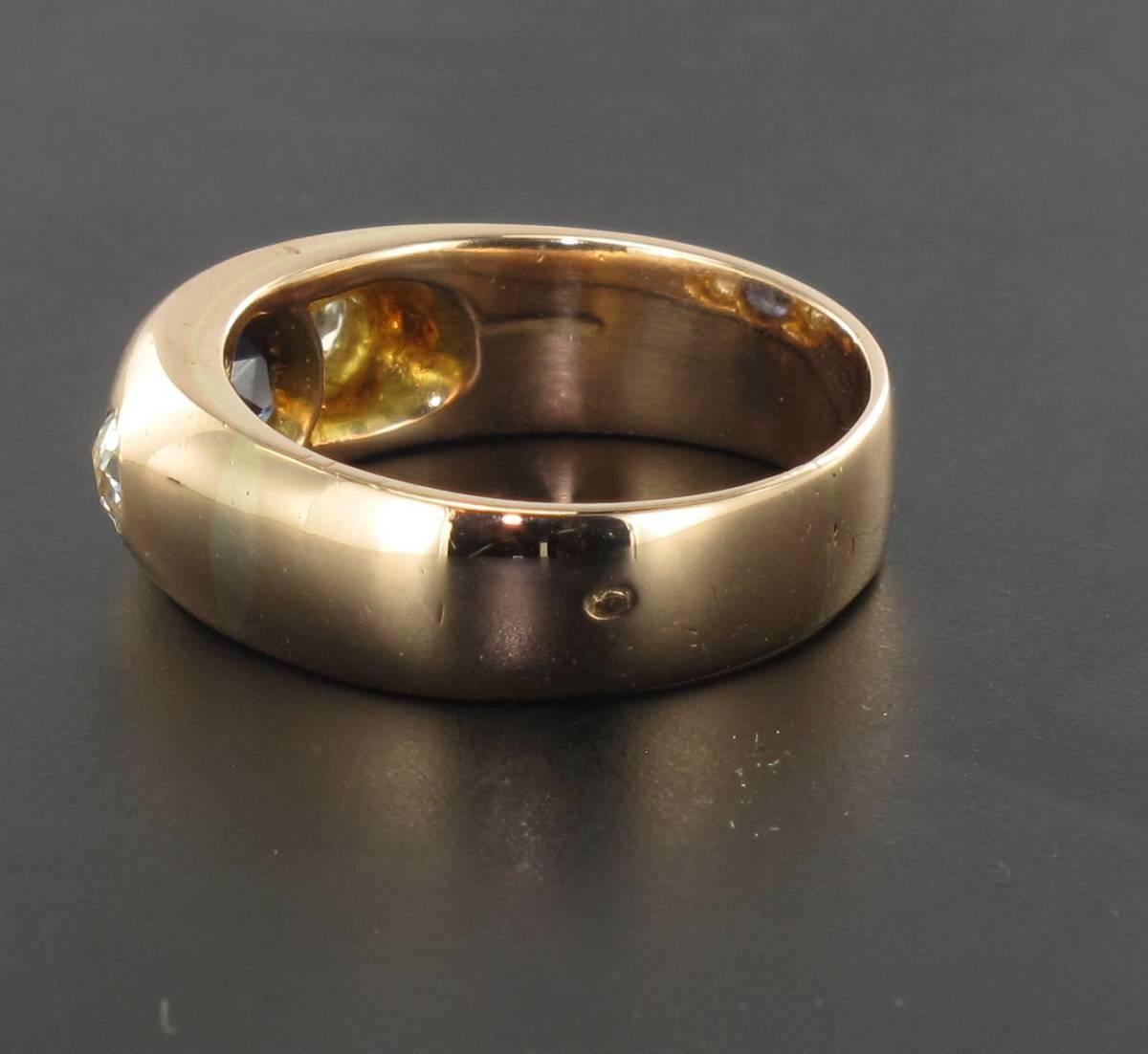 Women's or Men's 1900s Men or Women Sapphire Diamonds 18K Gold Band Ring