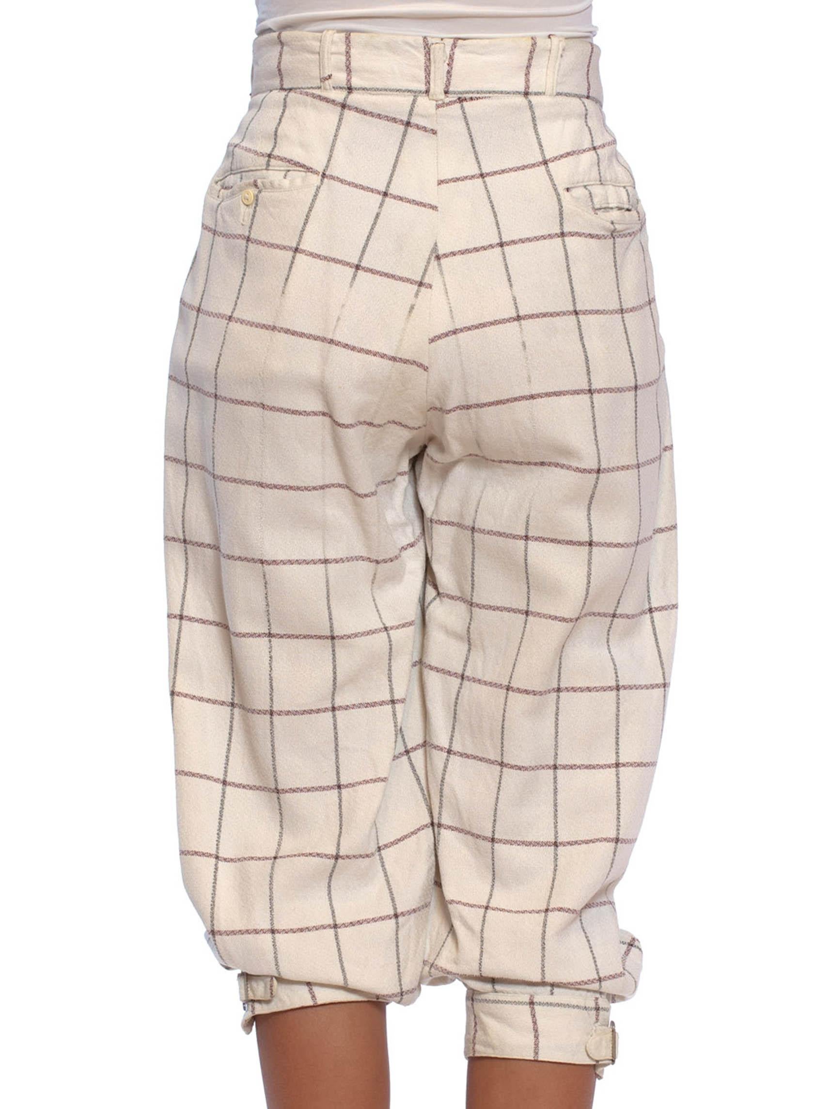 Beige 1900S Men's Edwardian Golf Plus-Four Knickers Pants