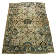 1900s Mid-19th Century Tribal Turkish Oushak Rug 10'0'' X 6'10''