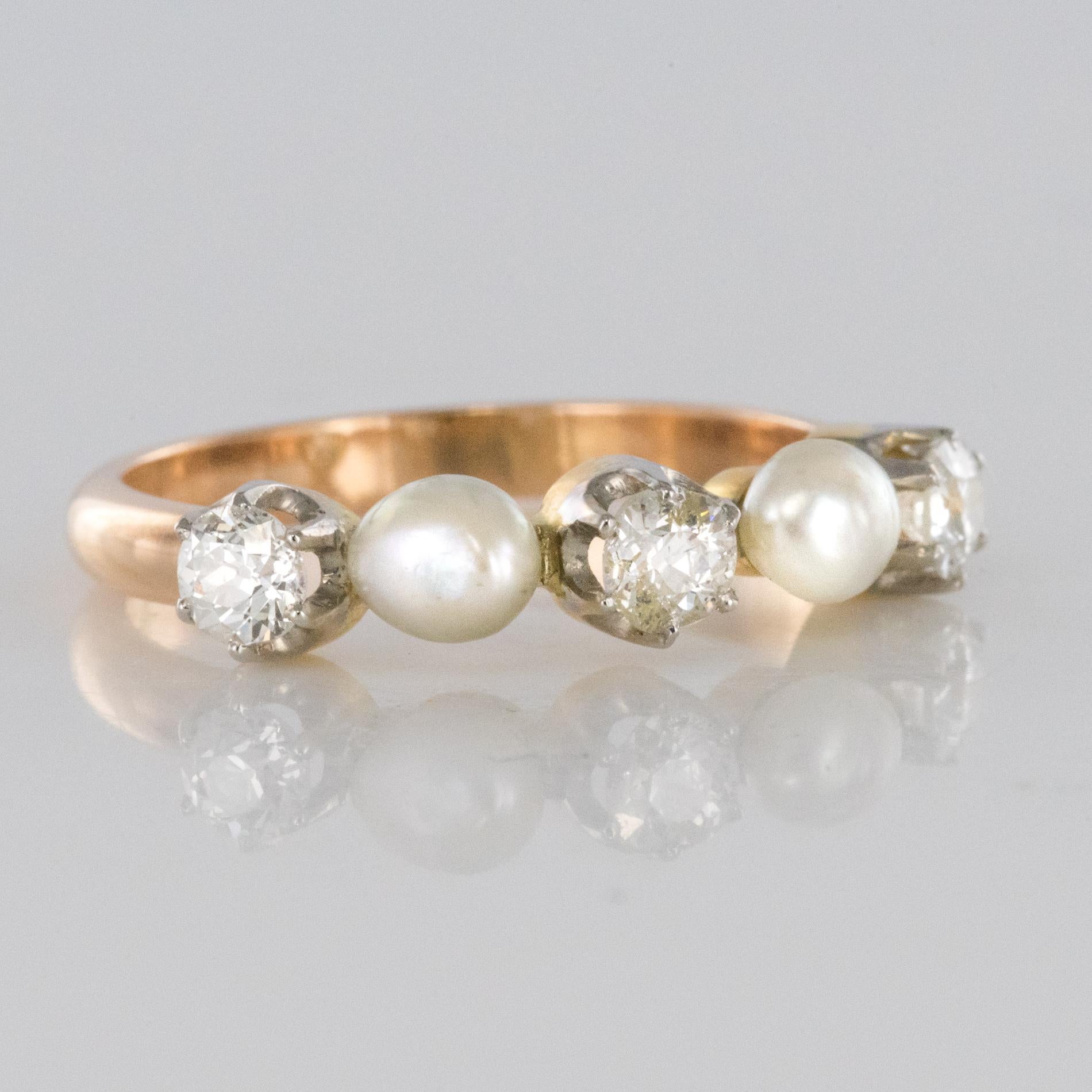 1900s Natural Pearl Diamonds 18 Karat Rose Gold Garter Ring 5