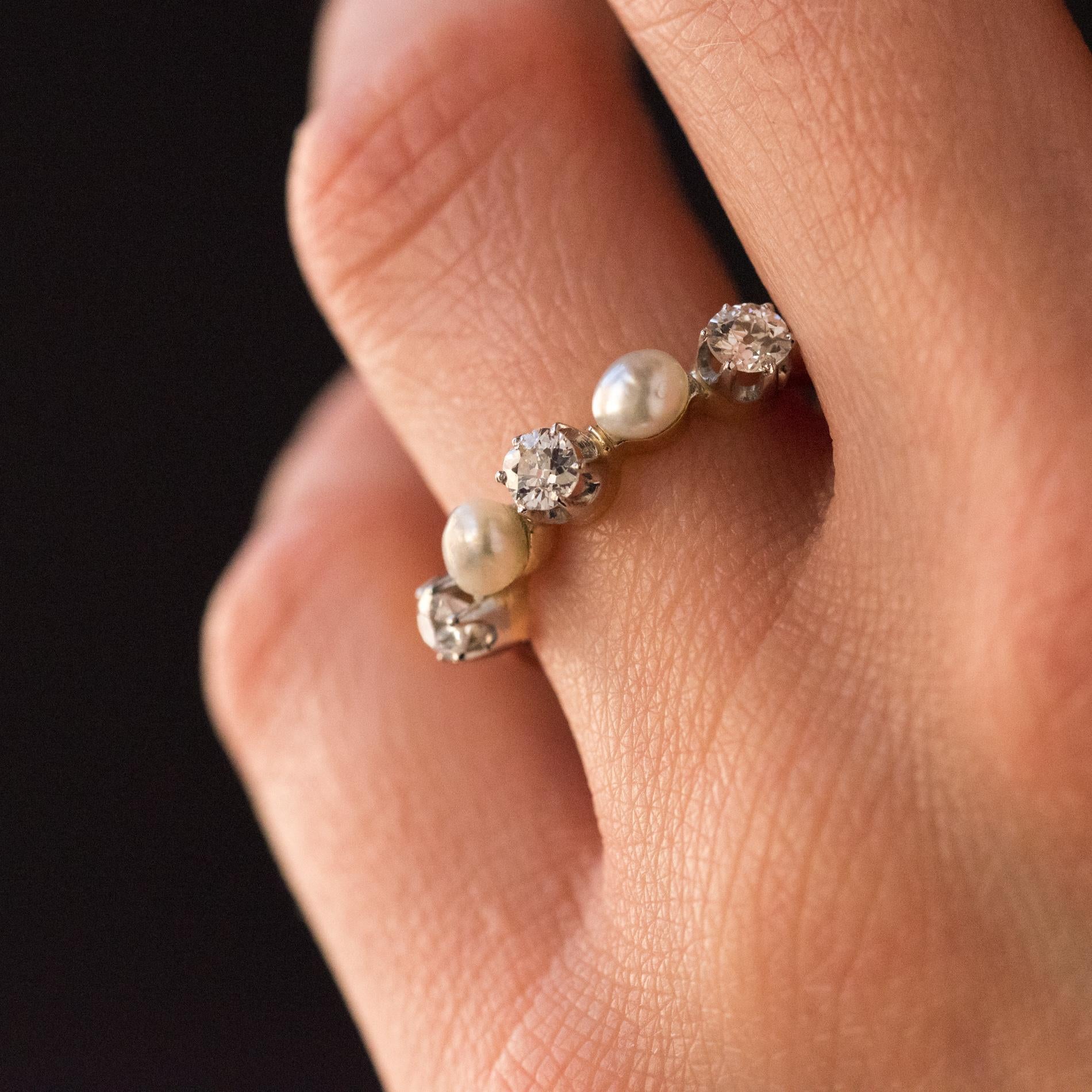 1900s Natural Pearl Diamonds 18 Karat Rose Gold Garter Ring 6
