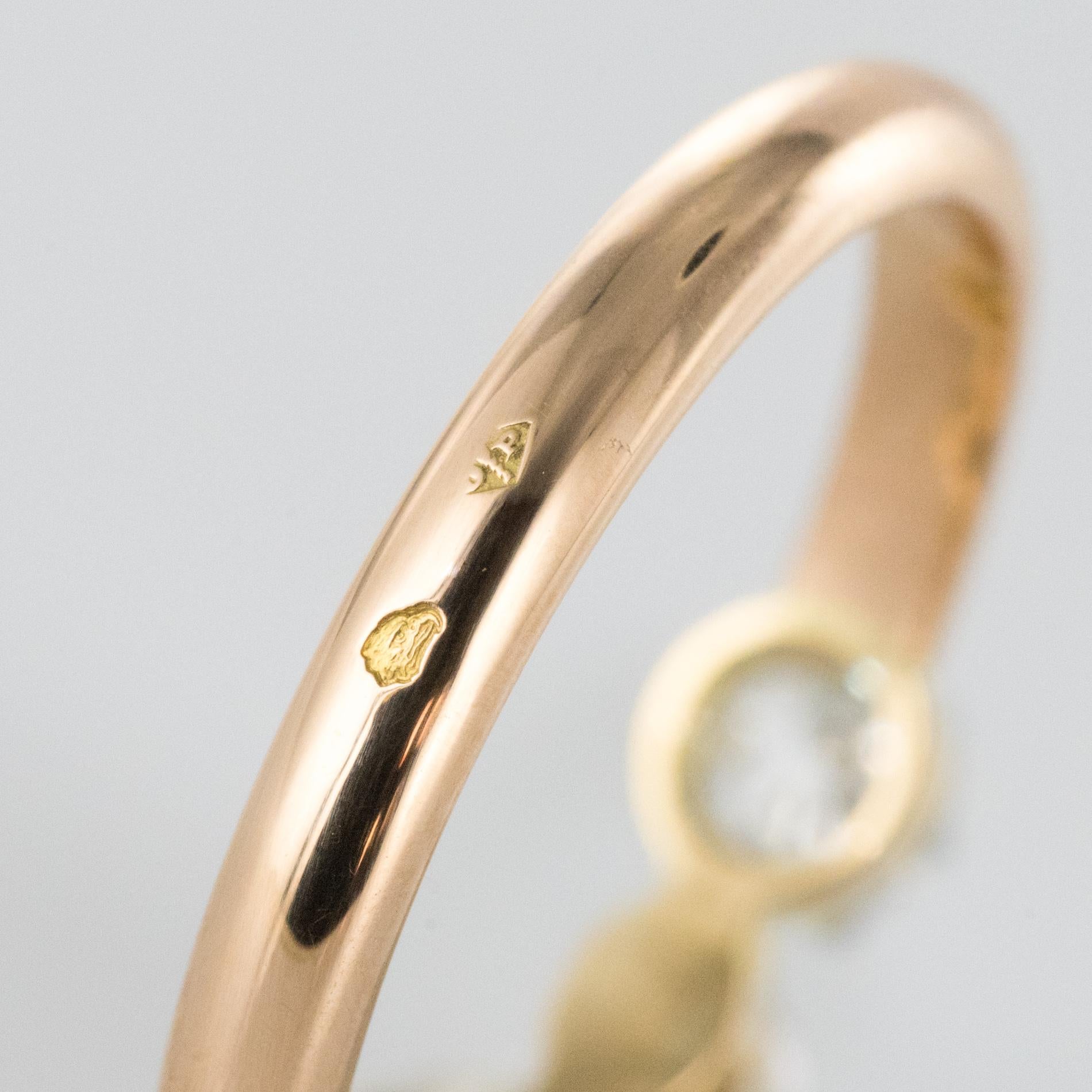 1900s Natural Pearl Diamonds 18 Karat Rose Gold Garter Ring 9
