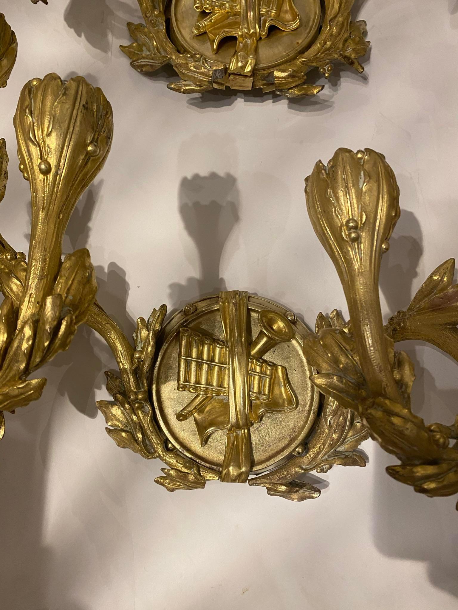 Engraved 1900's Neoclassical Caldwell Sconces For Sale