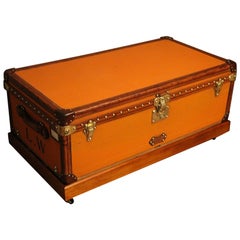 Antique 1900s Orange Canvas Louis Vuitton Steamer Trunk