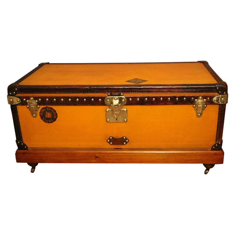 1900s Orange Canvas Louis Vuitton Steamer Trunk For Sale at 1stdibs