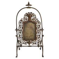 1900s Ornate Brass Pivoting Frame On Stand