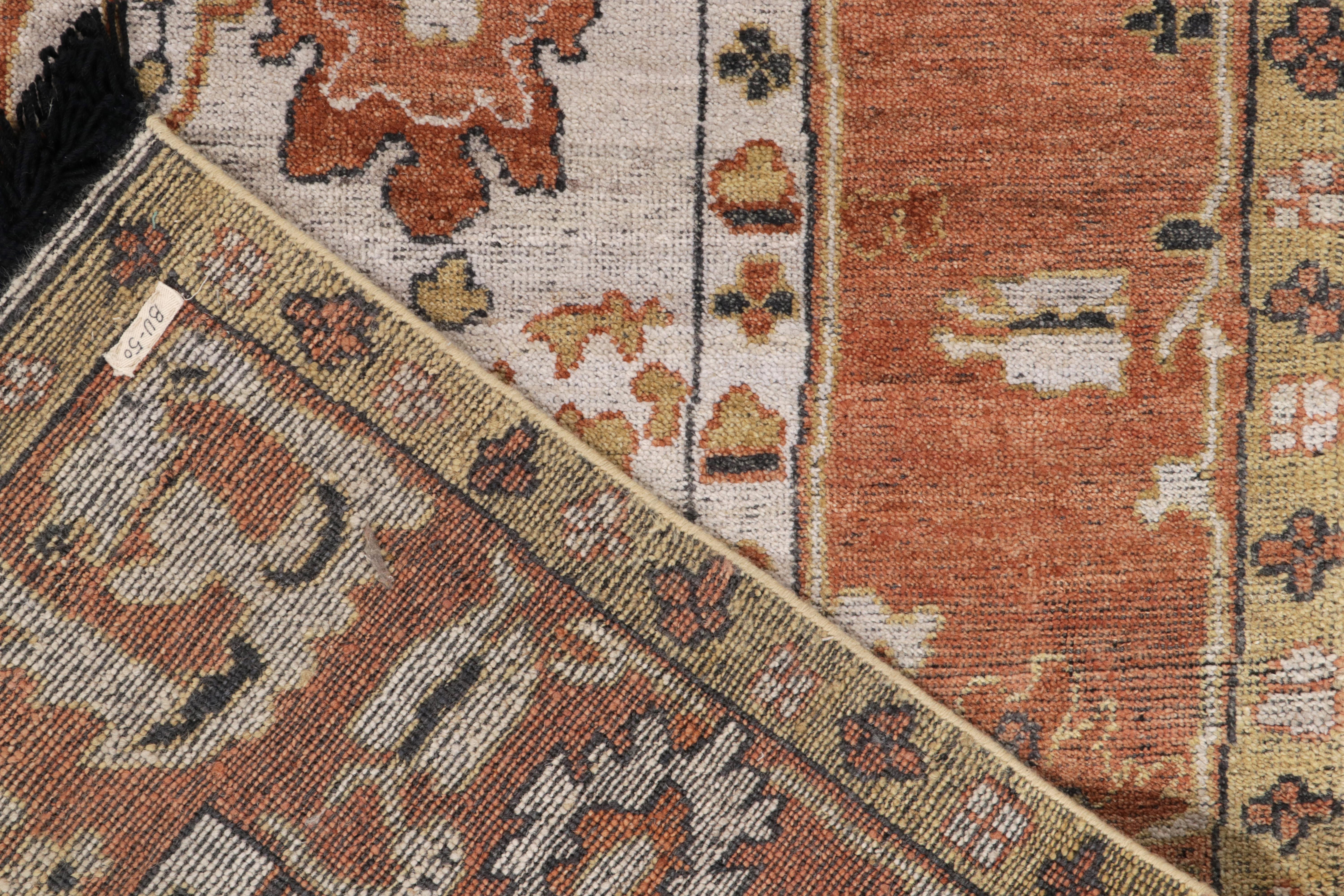 Rug & Kilim's 1900s Oushak Style Rug in White, Orange and Gold Floral Pattern In New Condition For Sale In Long Island City, NY