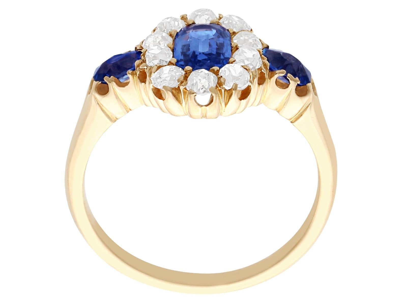 Women's Oval Cut Sapphire and Diamond 18K Yellow Gold Cocktail Ring For Sale