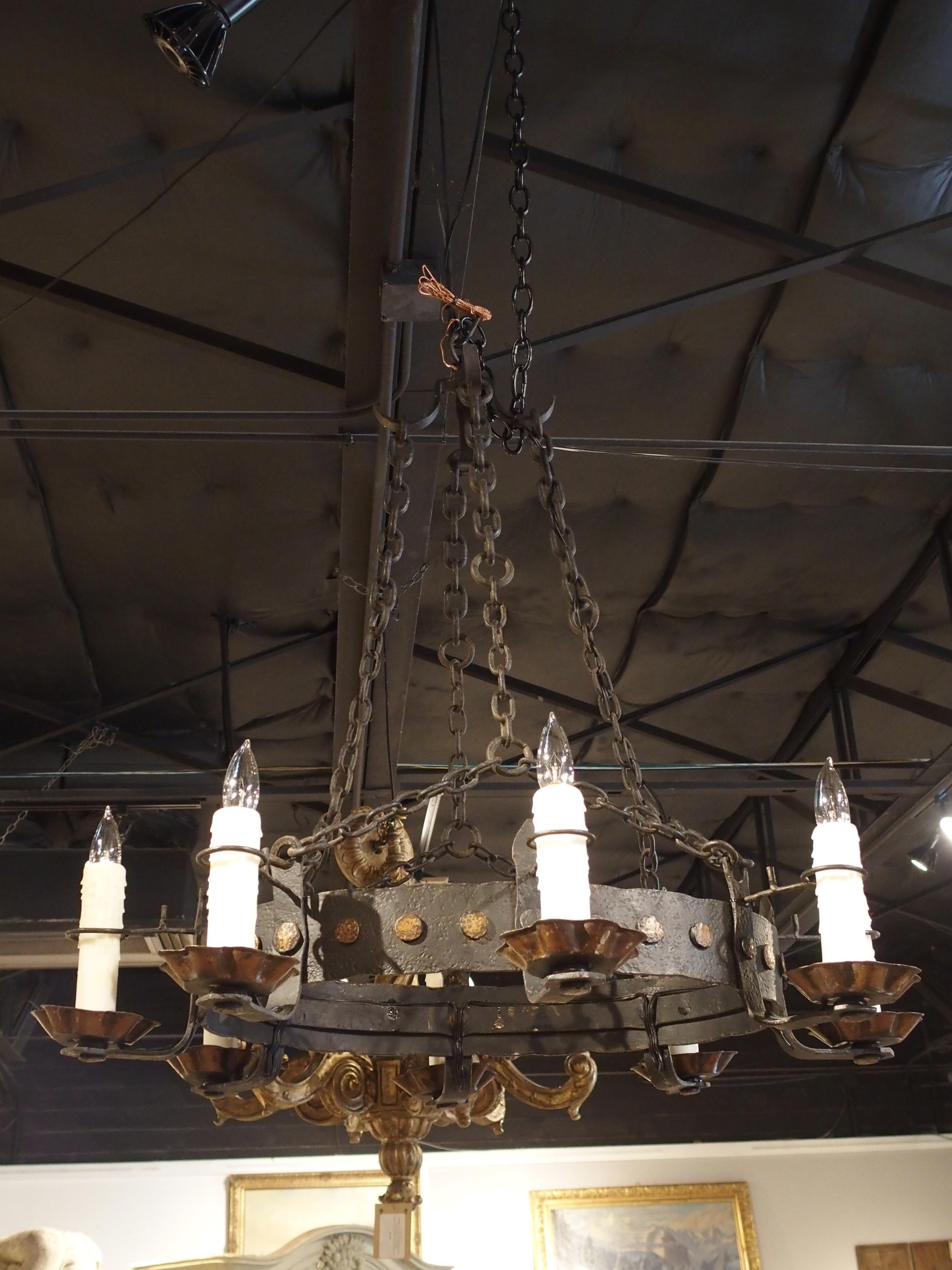 1900s Oval Iron Chandelier from France 7