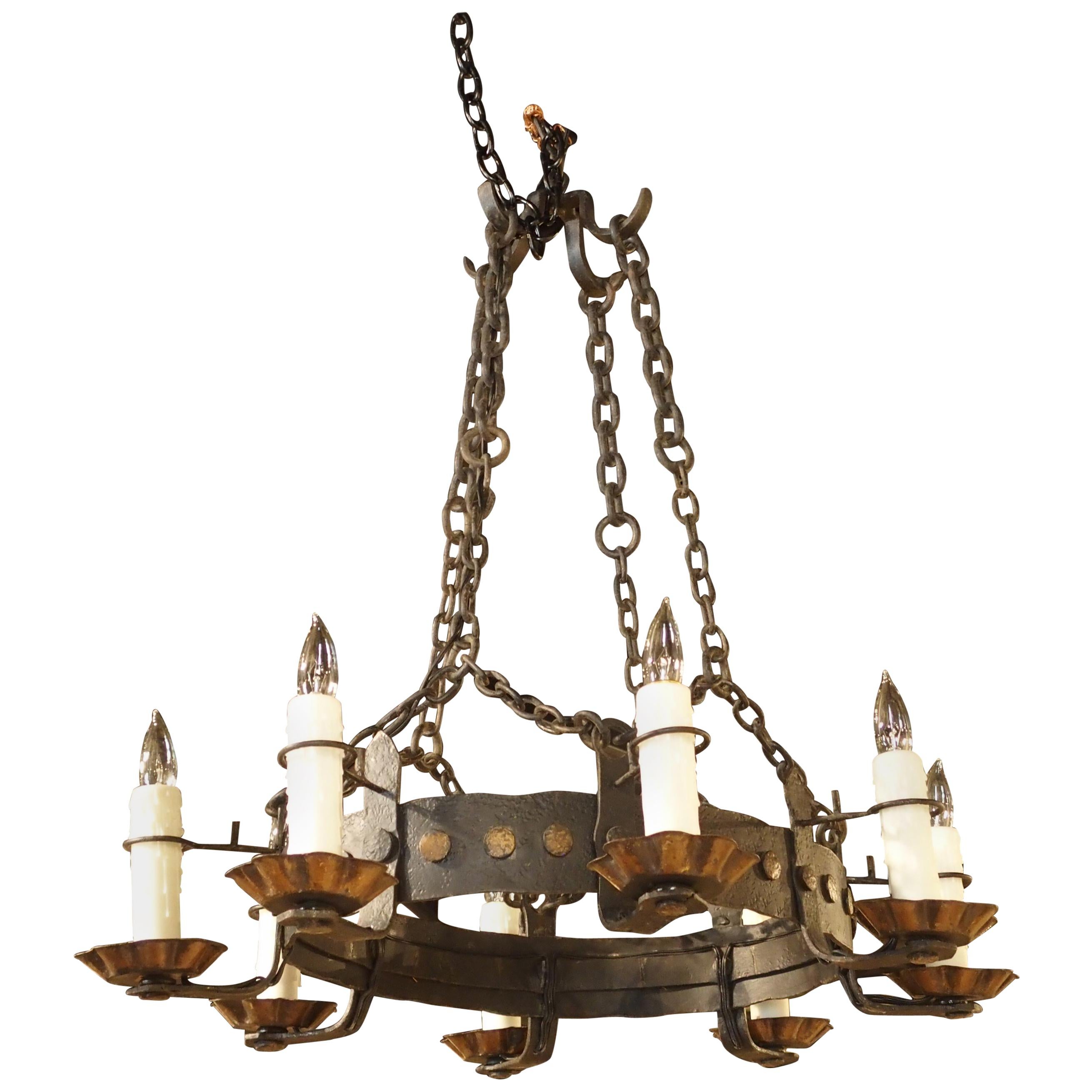 1900s Oval Iron Chandelier from France