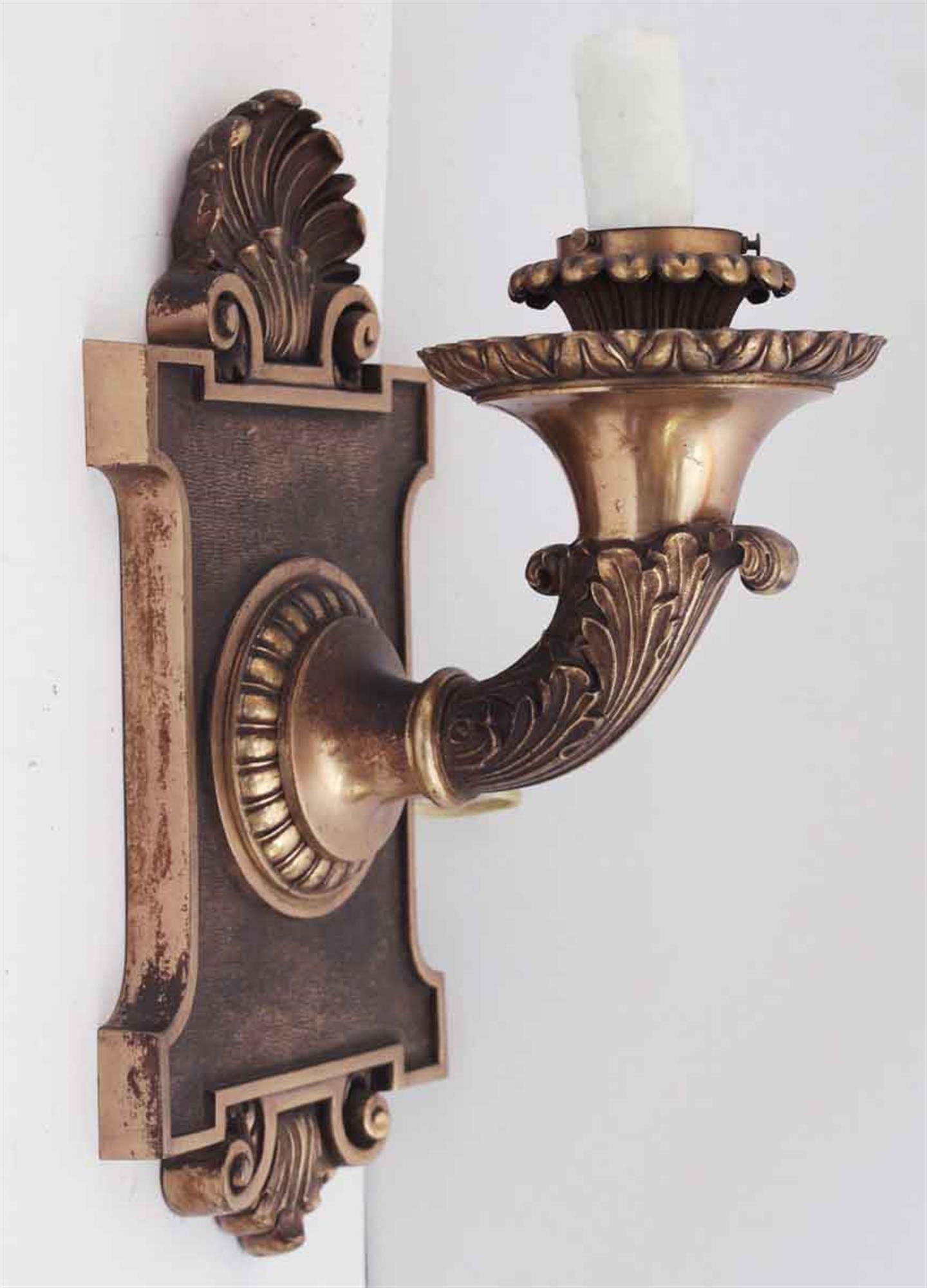 Cast 1900s Pair of American Made Bronze EF Caldwell Sconces