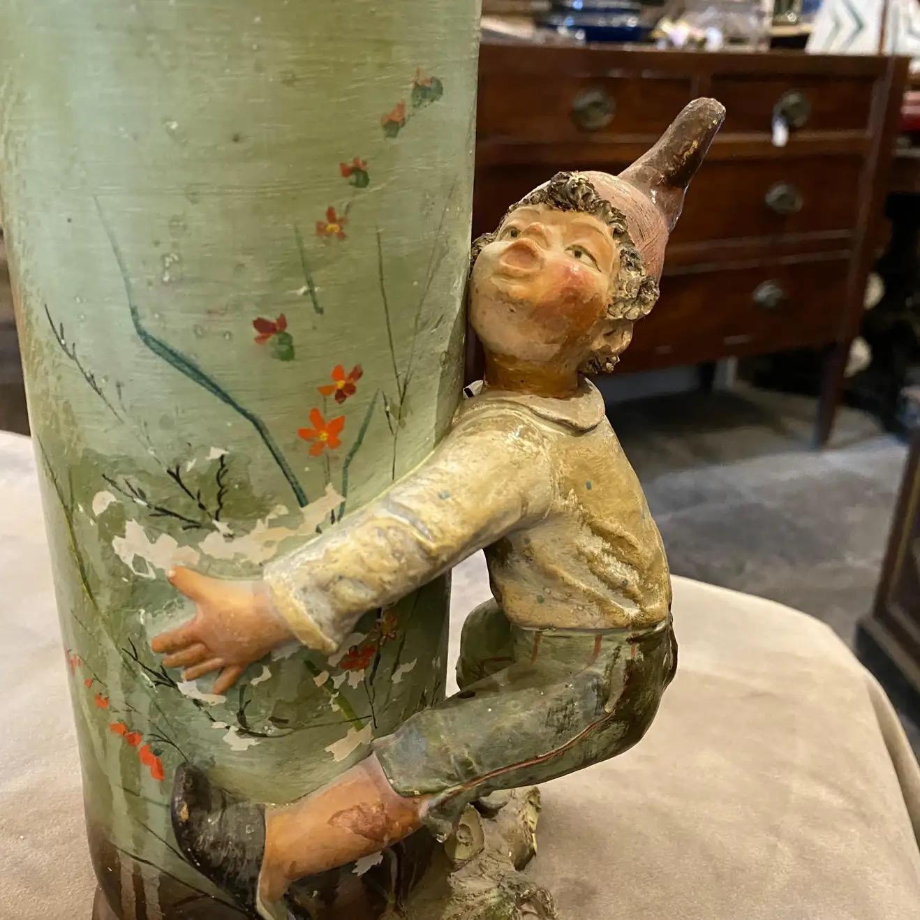 Début du 20ème siècle Paire de vases napolitaines en céramique Art Nouveau des années 1900 en vente