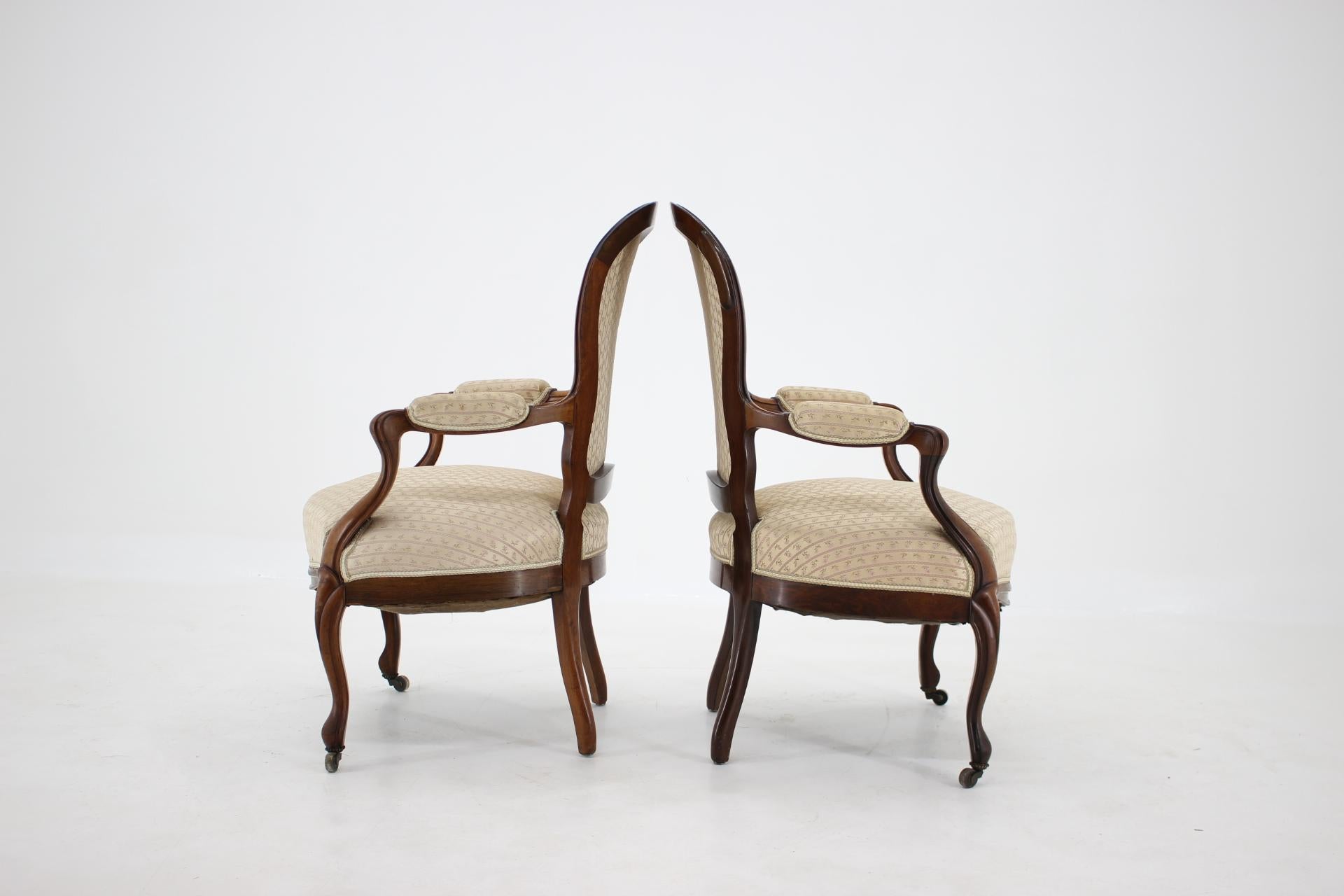 Upholstery 1900s Pair of Original Danish Rococo Chairs For Sale