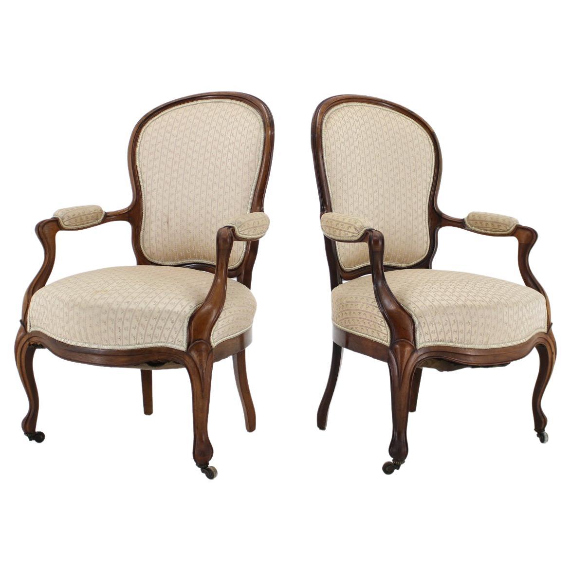 1900s Pair of Original Danish Rococo Chairs For Sale