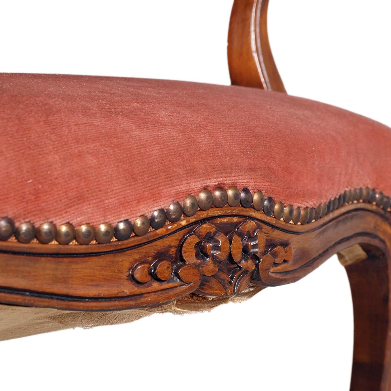 1900 Paire de fauteuils Louis XV baroque de Venise, en noyer sculpté avec motif floral en vente 1