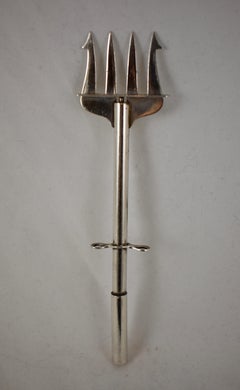 1900s Paye & Baker Sterling Silver Art Deco Mechanical Plunger Pickle Fork