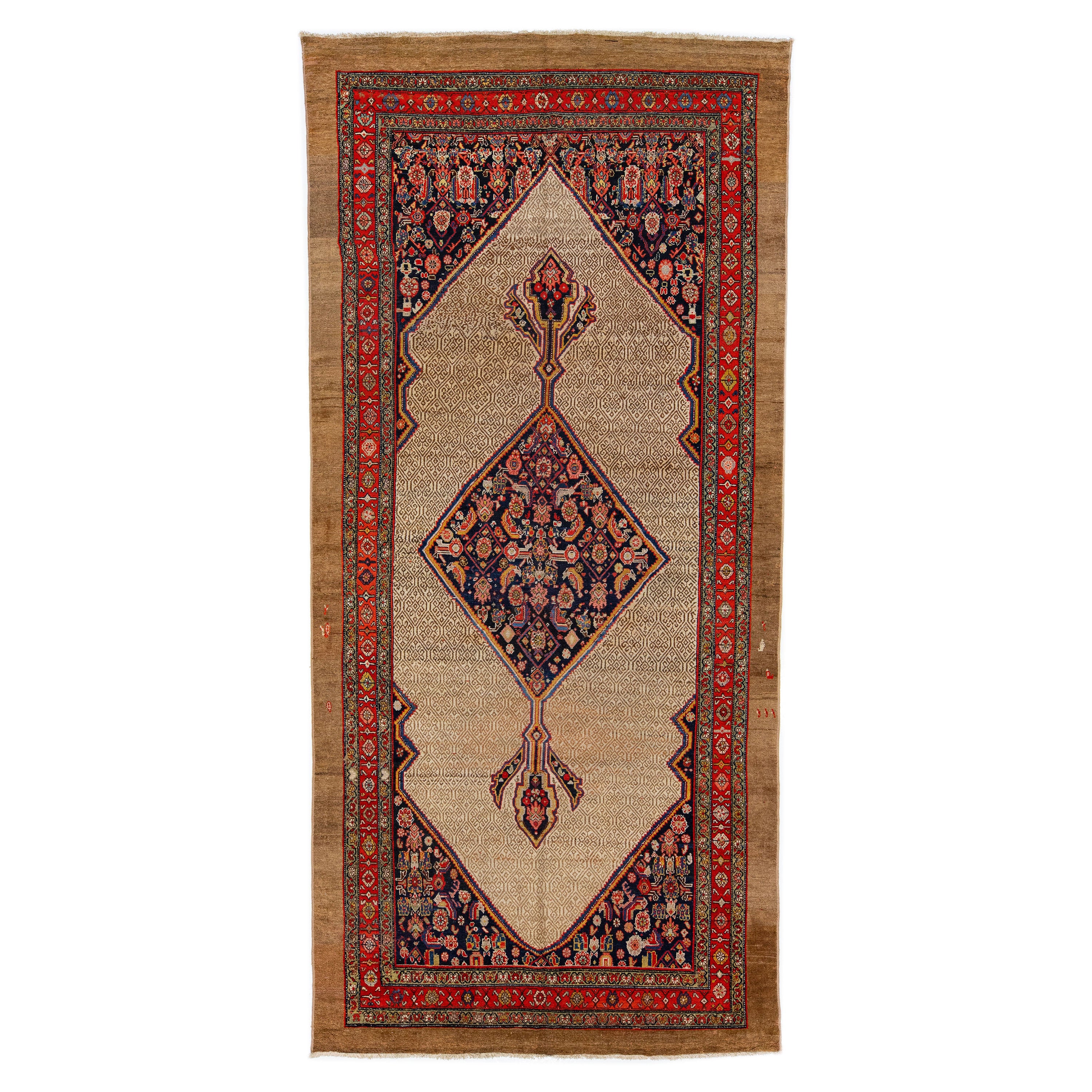 Tapis persan en laine de la galerie Hamadan des années 1900 avec motif de médaillon multicolore
