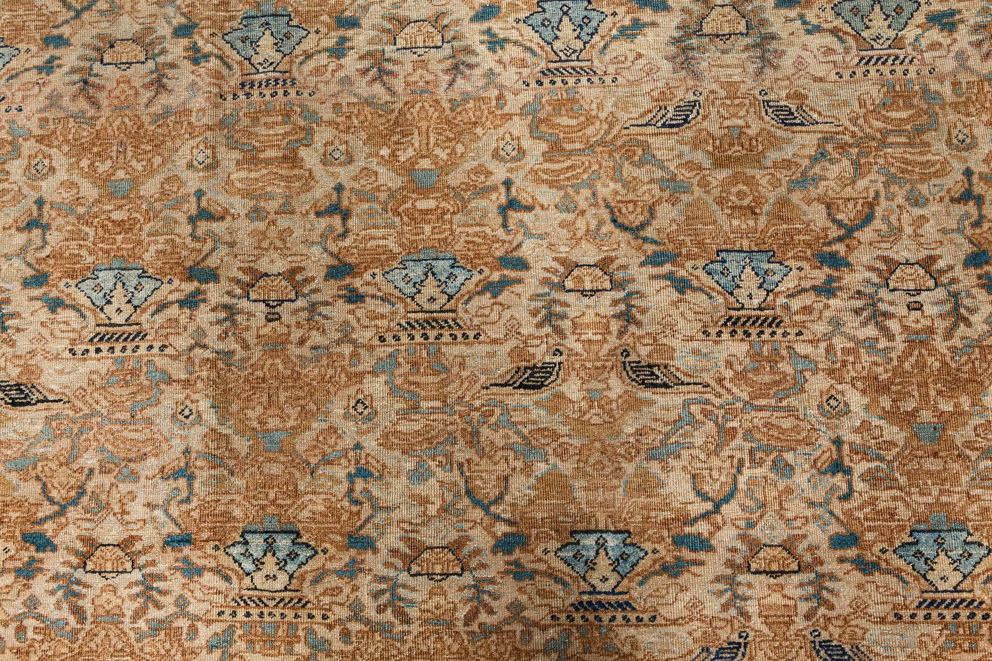 Doris Leslie Blau Authentischer 1900er Persischer Kirman Handgefertigter Wollteppich (Handgeknüpft) im Angebot