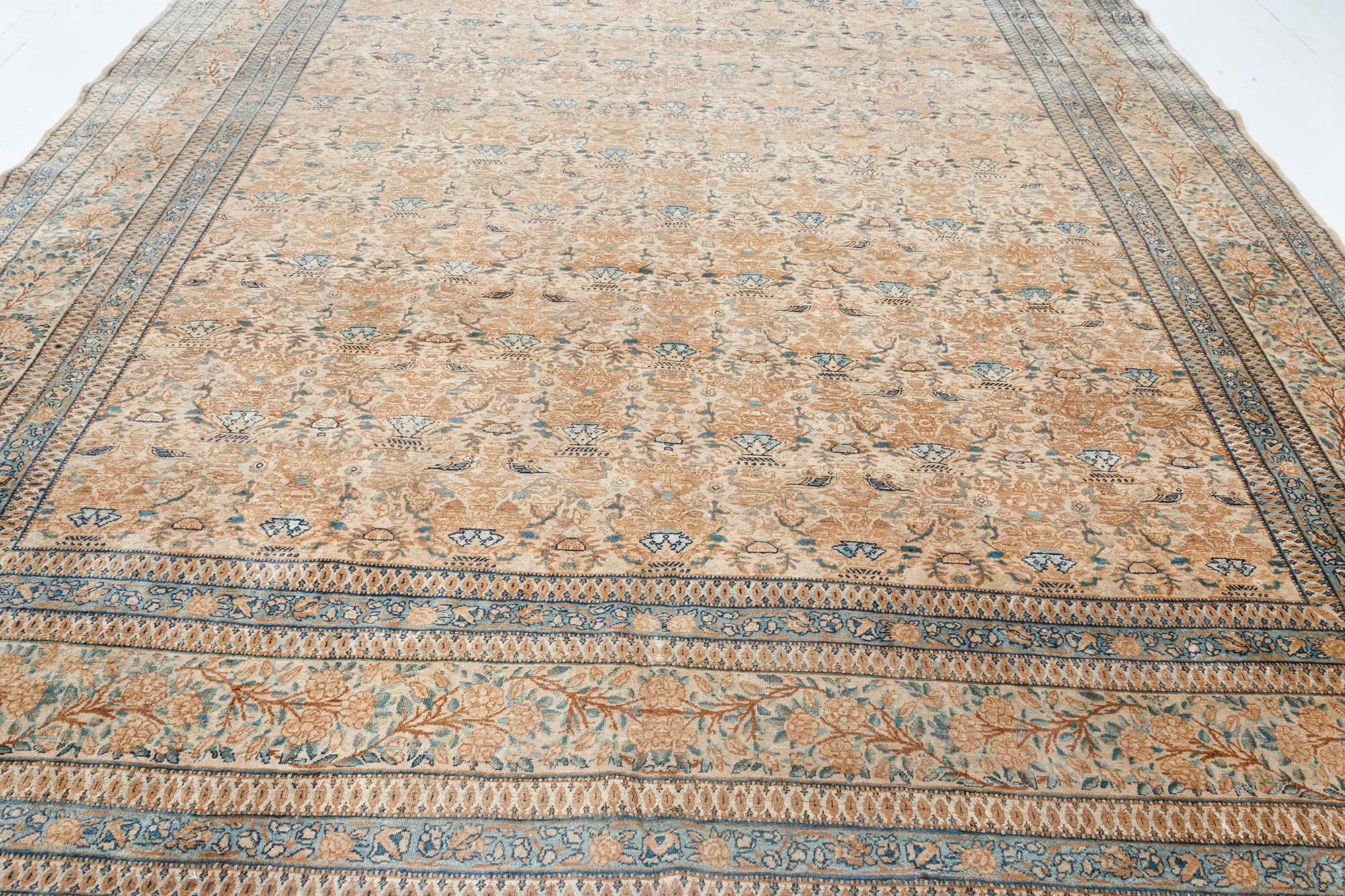 Doris Leslie Blau Authentischer 1900er Persischer Kirman Handgefertigter Wollteppich (20. Jahrhundert) im Angebot