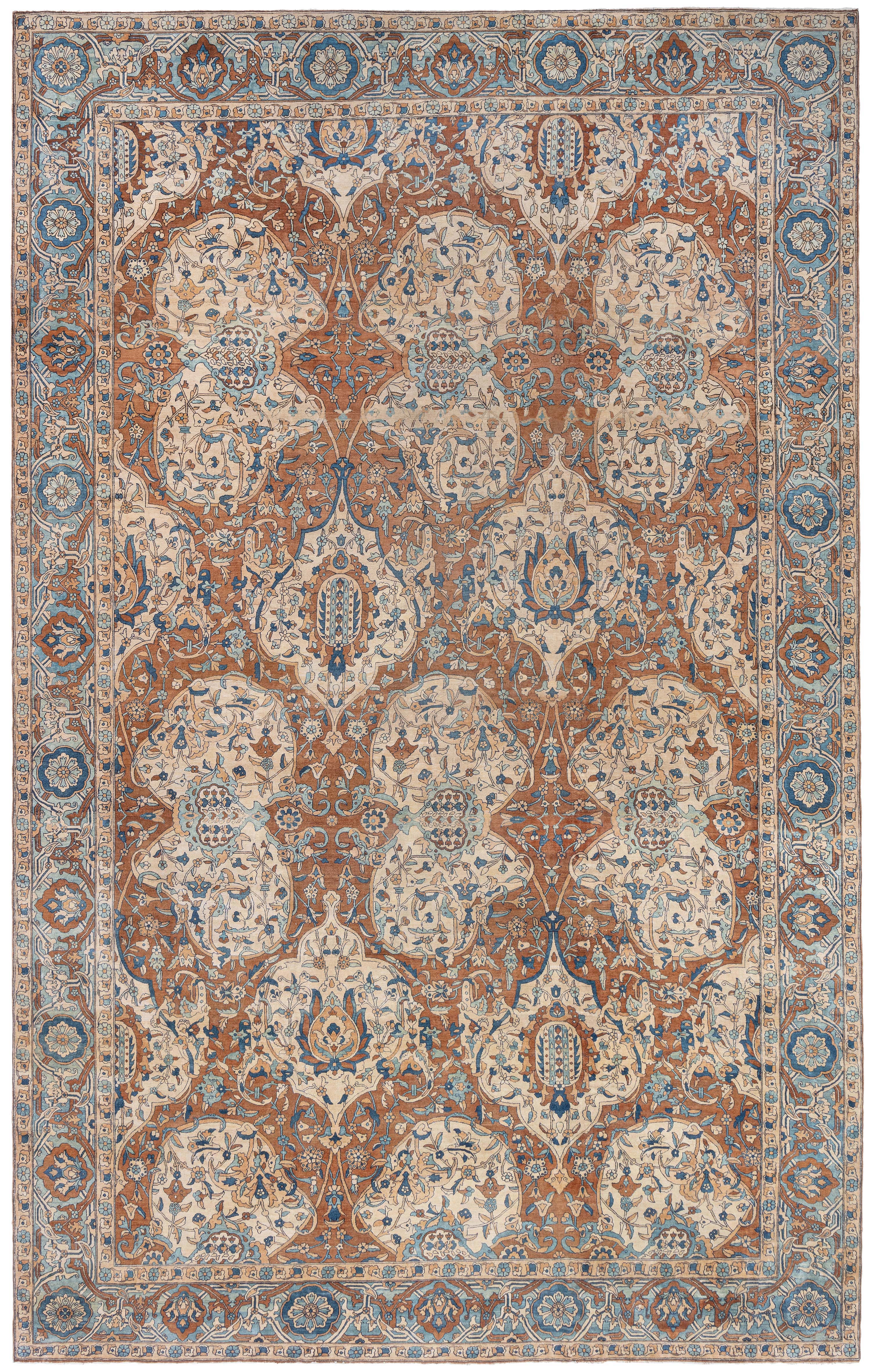Doris Leslie Blau 1900er Persischer Kirman Handgefertigter Wollteppich