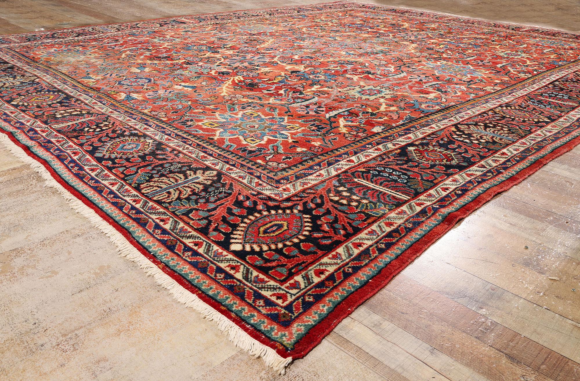 Lana Tappeto persiano Mahal del 1900 con stile tradizionale in vendita
