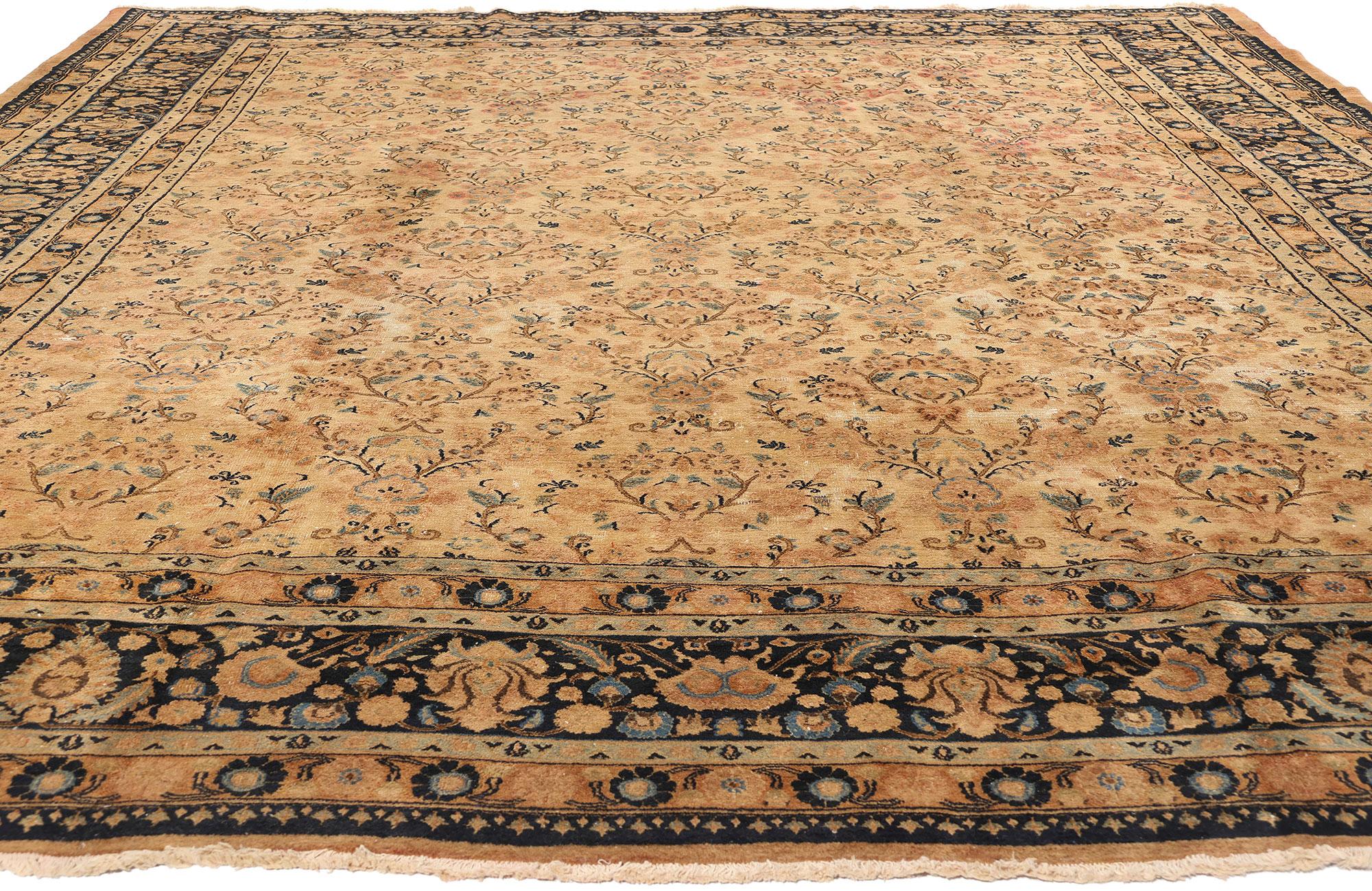 Aesthetic Movement 1900's Persian Mashhad Rug with Traditional European Style For Sale