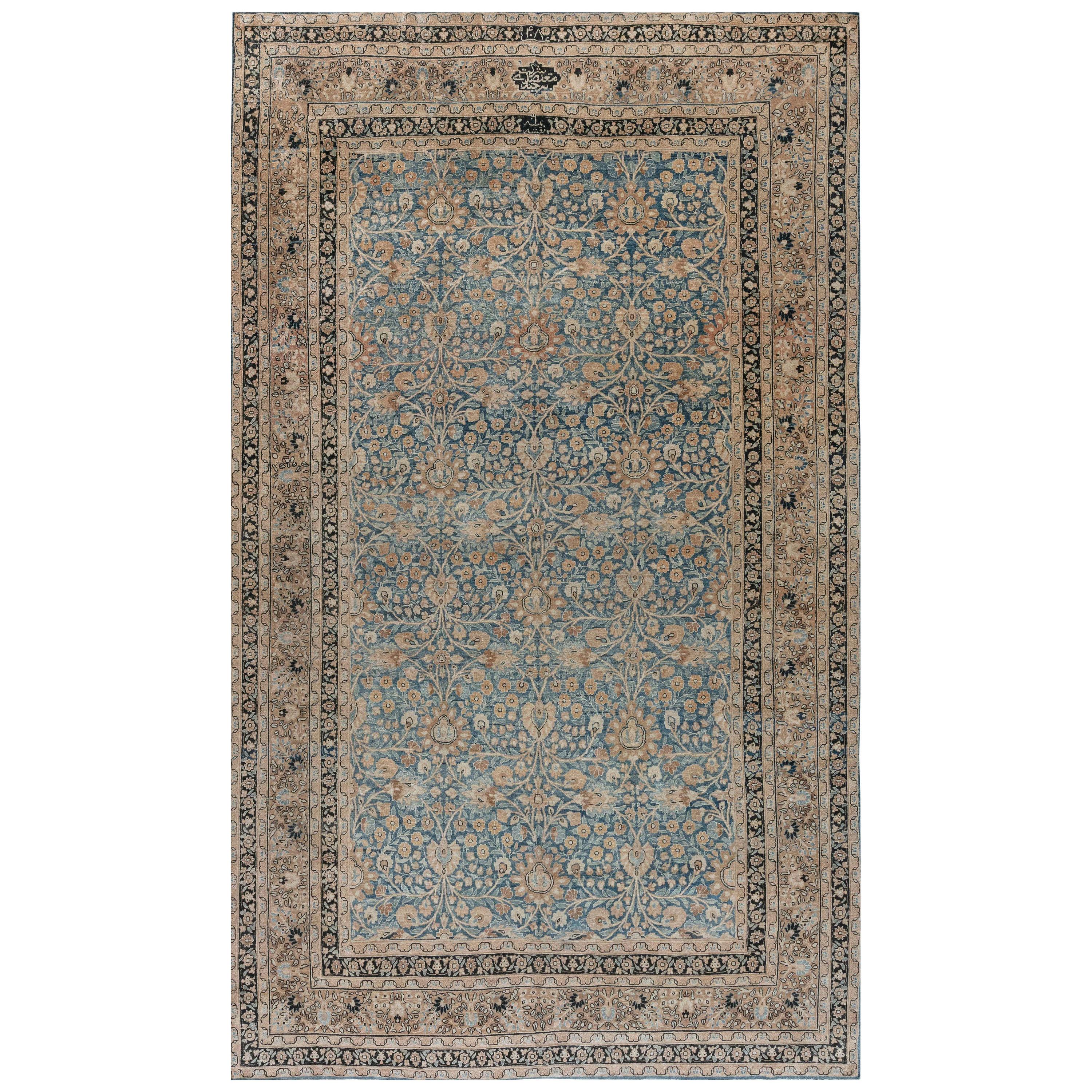Doris Leslie Blau 1900er Persisch Meshad Blau Handgefertigter Wollteppich