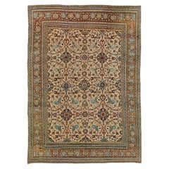 Authentic 1900s Persian Meshad Handmade Wool Rug