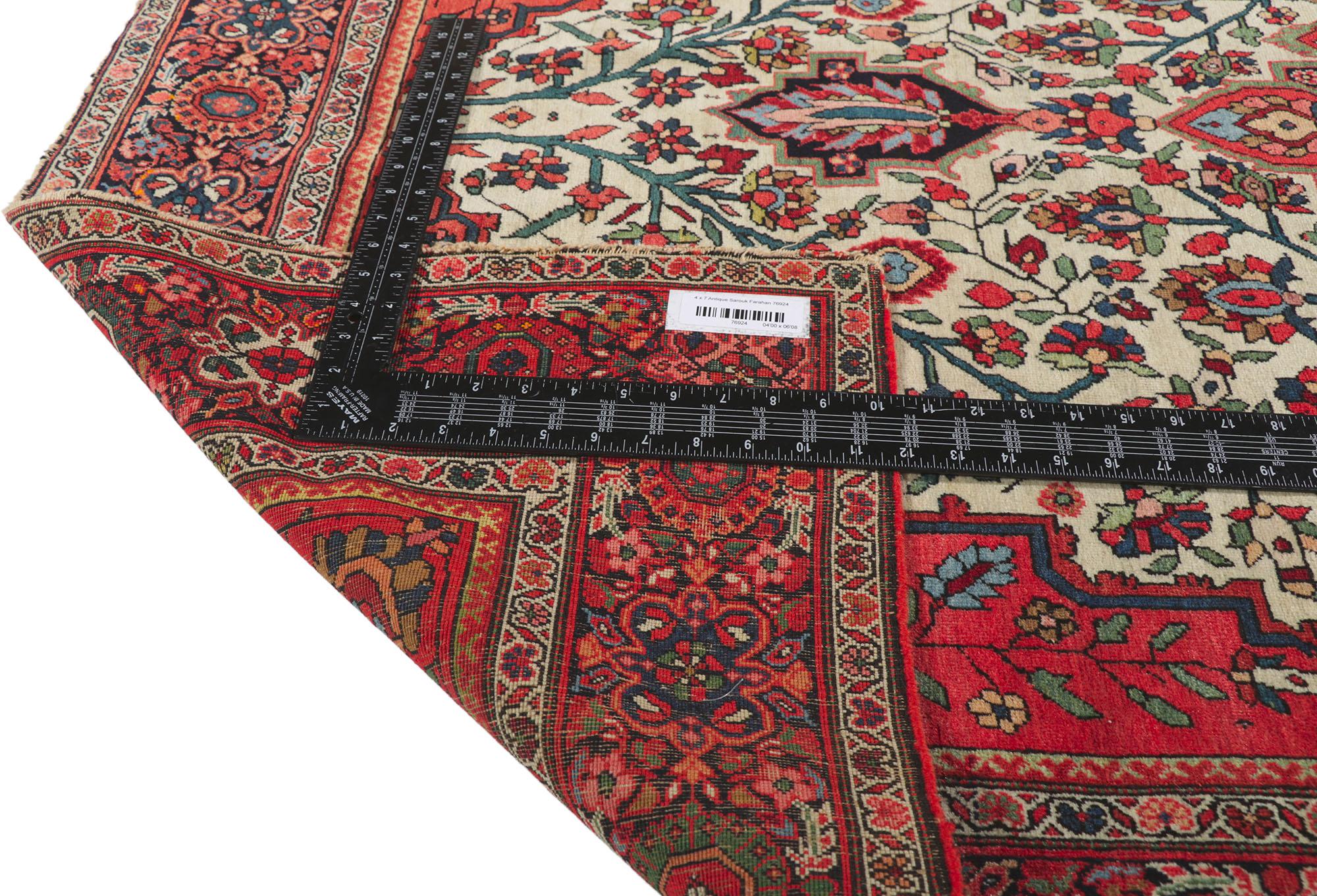 Noué à la main Tapis persan Sarouk Farahan des années 1900 avec style moderne en vente